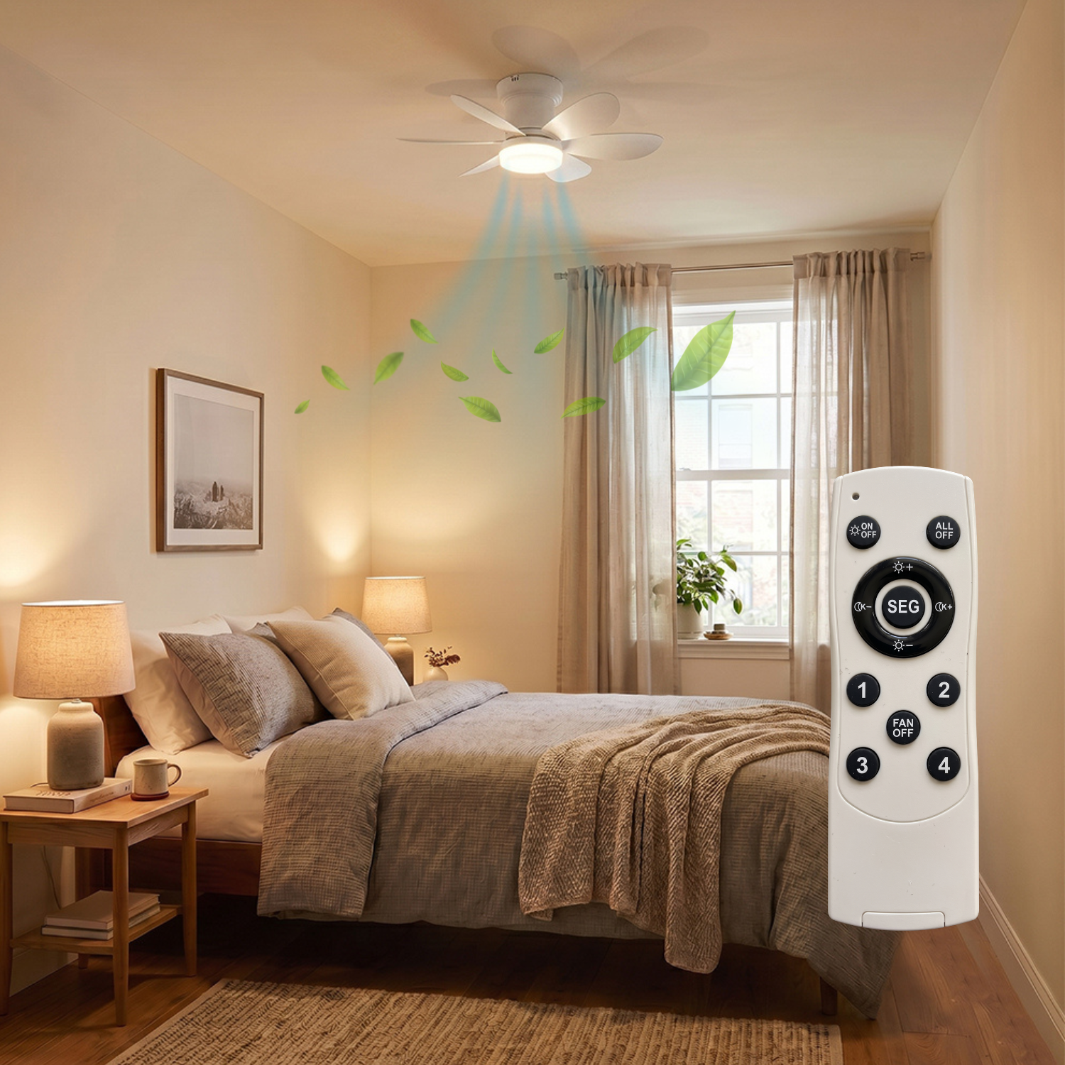Red Deco Mistral ventilateur plafond LED blanc 52cm