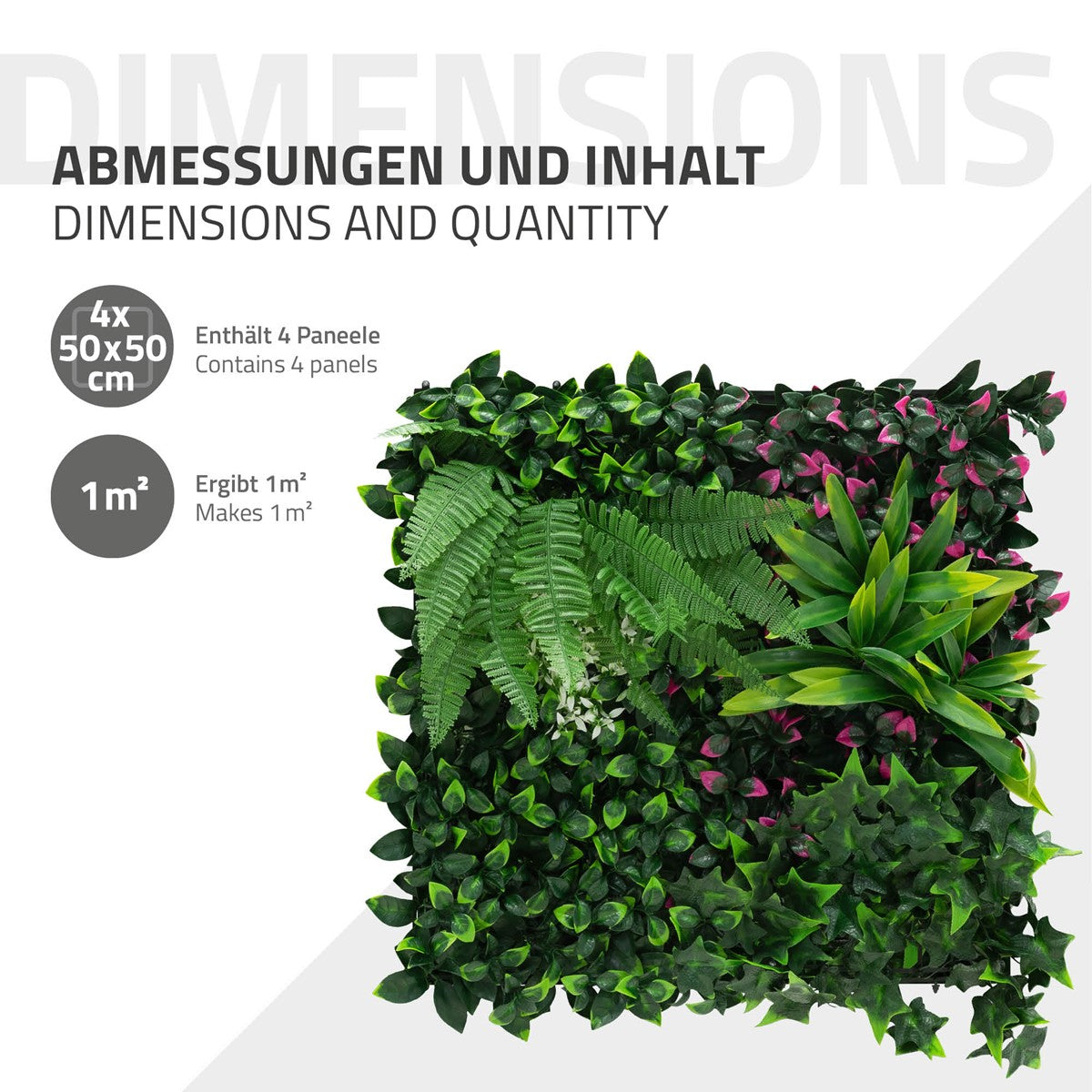 ECD Germany Jungle Fern mur végétal artificiel vert lot 4 50x50 cm