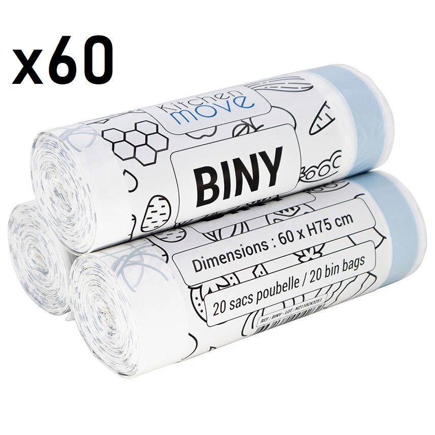 Red Deco Biny sacs poubelle blanc 50L x60 lien coulissant