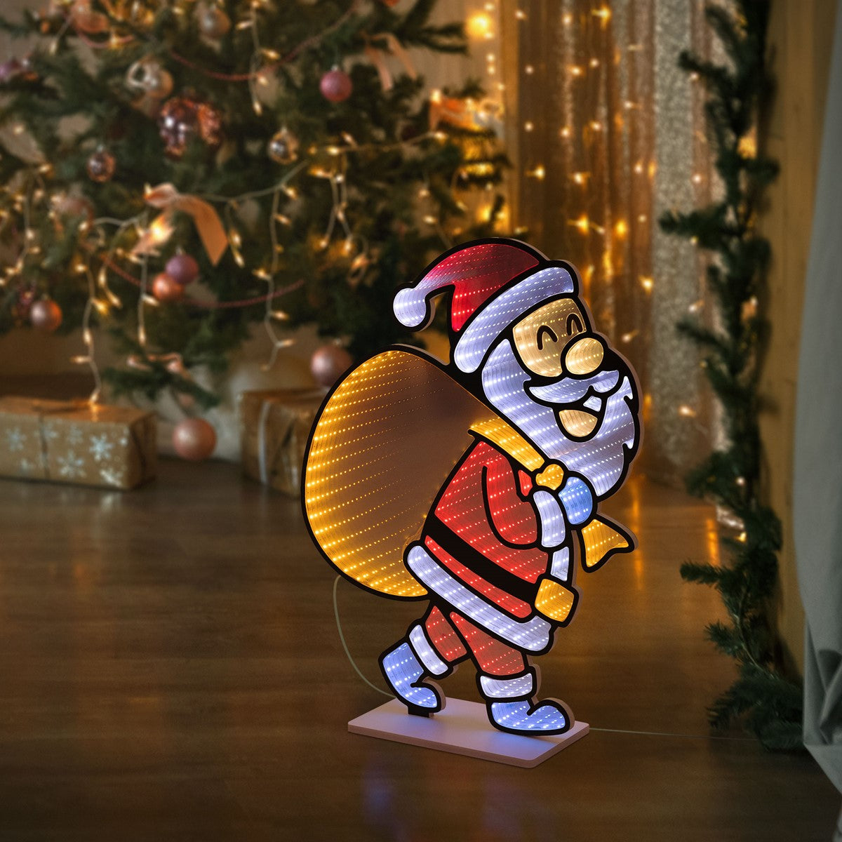 ECD Germany Haus & Wohnen père Noël LED 47x60 cm effet miroir