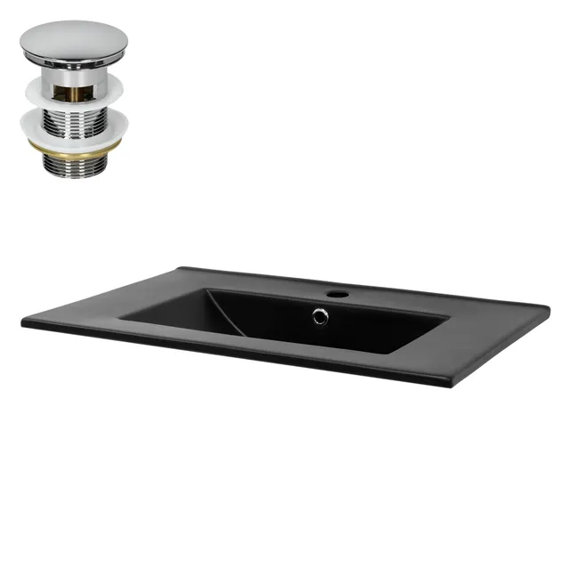 ML-Design 71 cm vasque noir mat céramique avec trop-plein