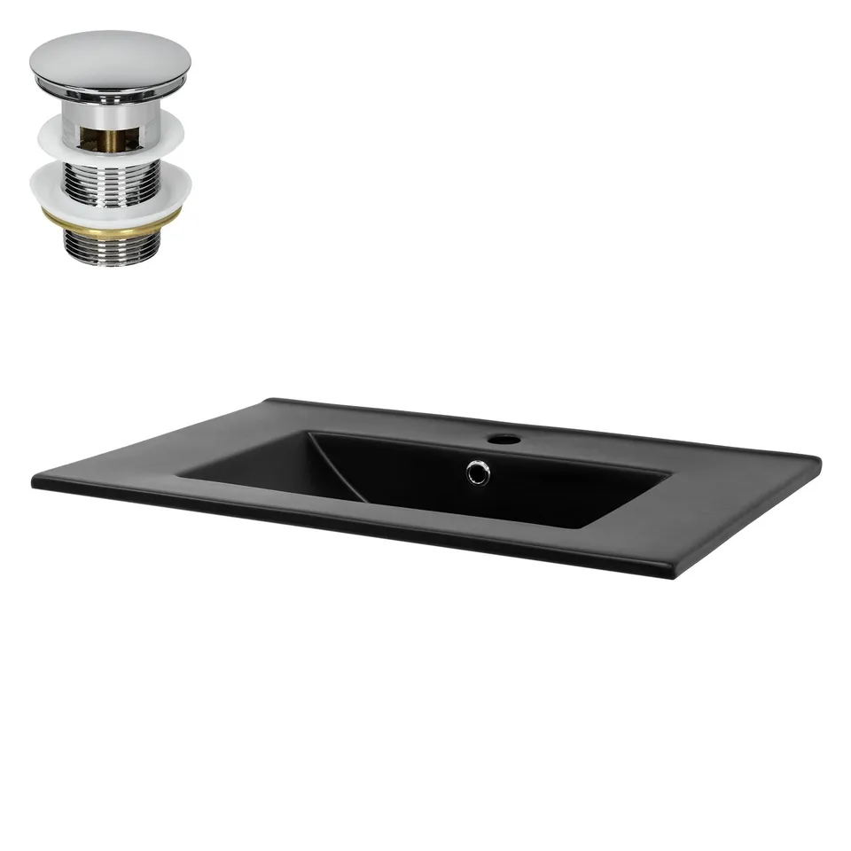 ML-Design 71 cm vasque noir mat céramique avec trop-plein