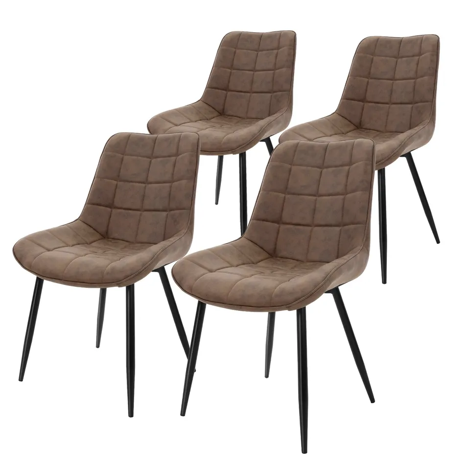 ECD Germany Möbel ML-Design chaise marron simili cuir lot de 4