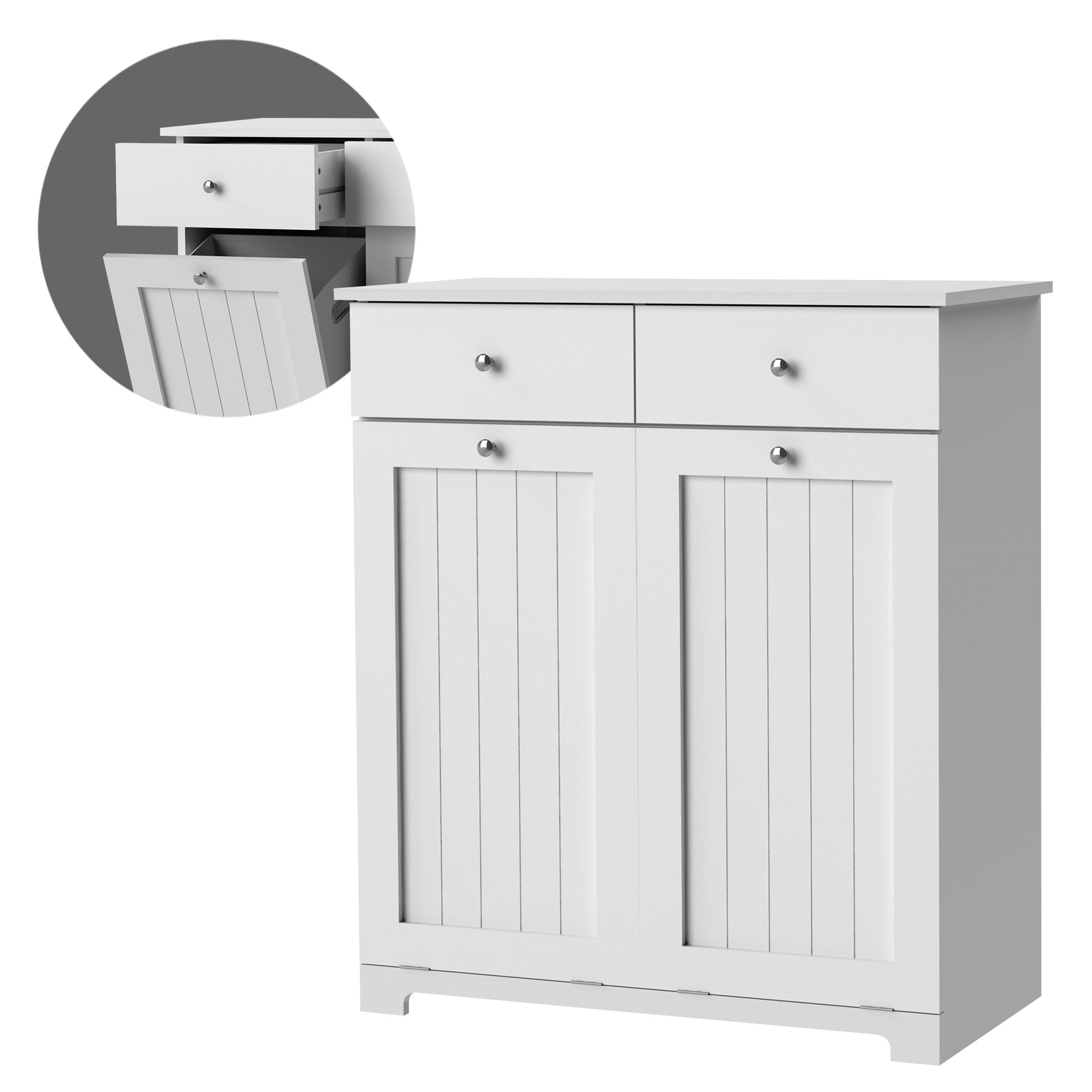 ECD Germany armoire à linge blanche 75x37x90 cm ML-Design