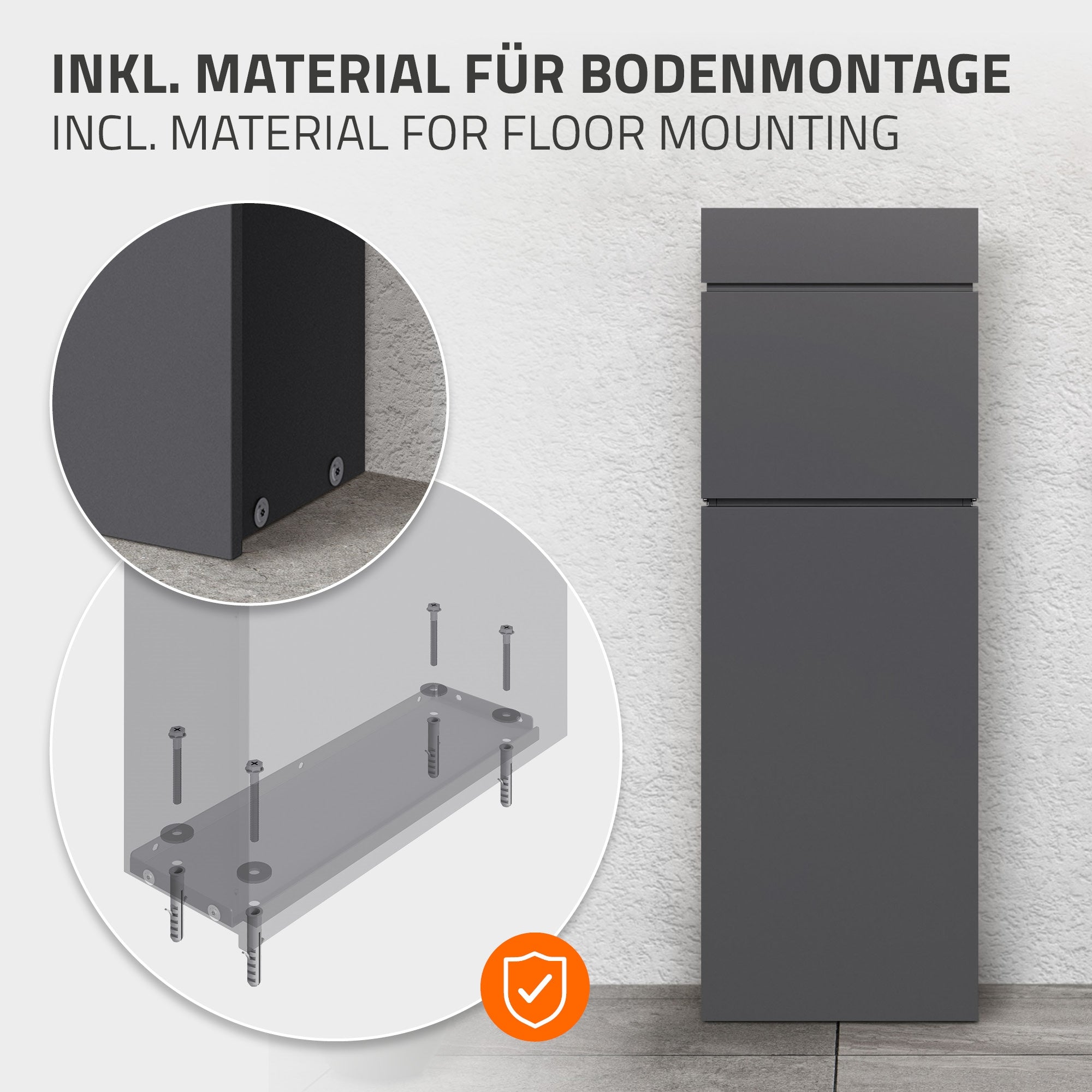 ML-Design boîte aux lettres sur pied anthracite 115 cm A4