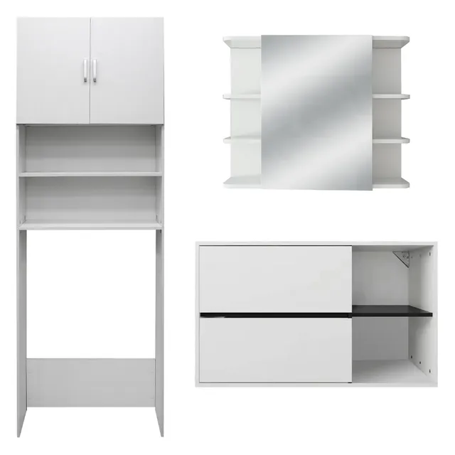 ECD Germany Möbel ensemble meuble salle de bain blanc 3 pièces