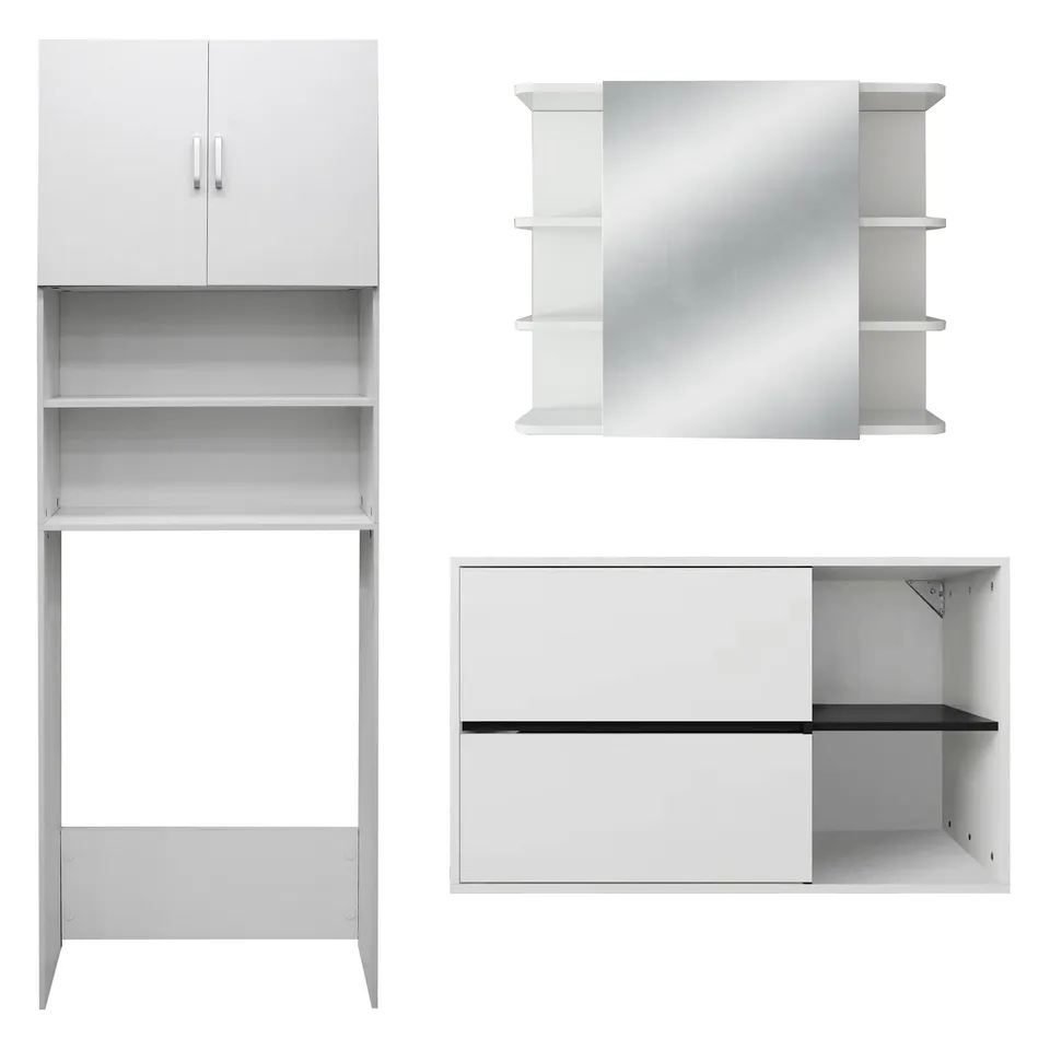 ECD Germany Möbel ensemble meuble salle de bain blanc 3 pièces