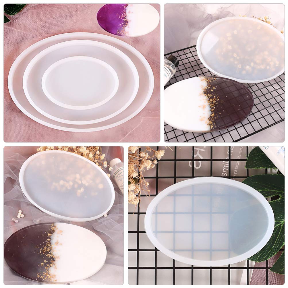 Milisten Art & Crafts Lot 3 Moules silicone ovales blanc
