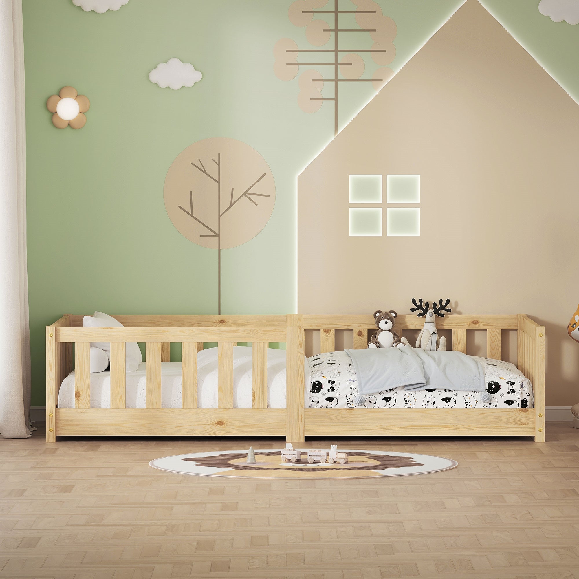 ECD Germany Kinder lit enfant 80x160 pin naturel sans matelas