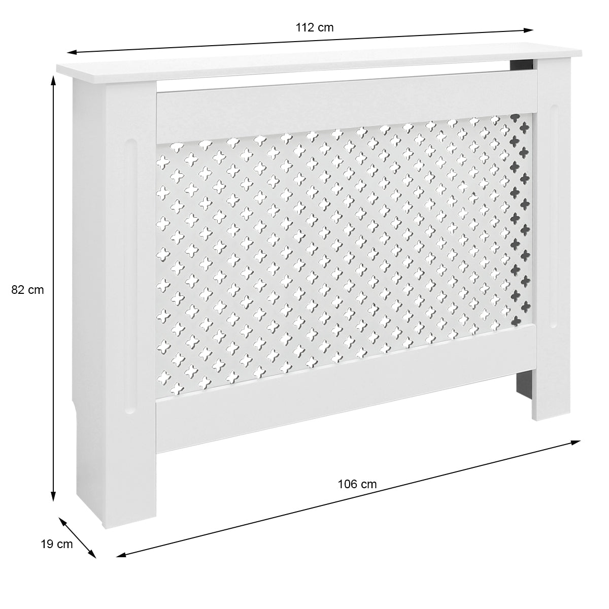 ECD Germany cache-radiateur blanc MDF 112x19x82 cm losange