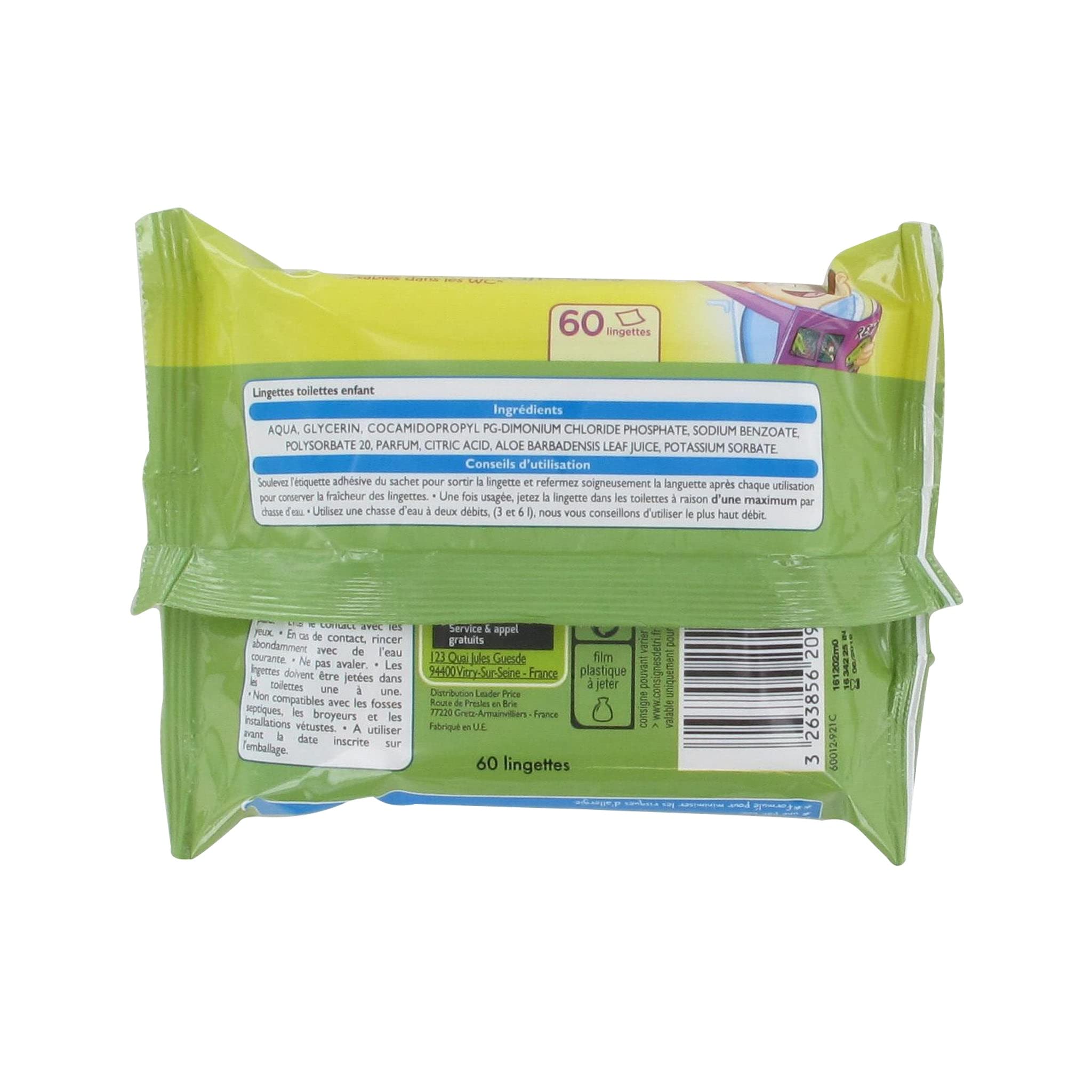 Leader Price lingettes toilettes jetables WC 250g