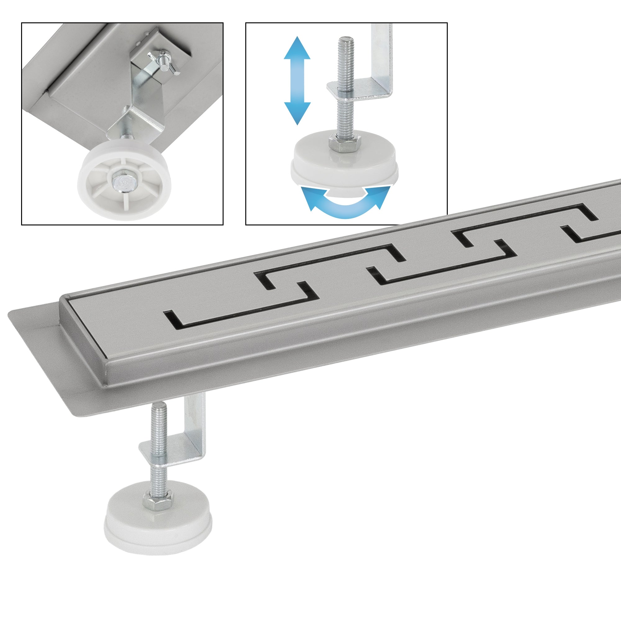 ECD Sanitär Caniveau de douche inox argent 60 cm rainuré