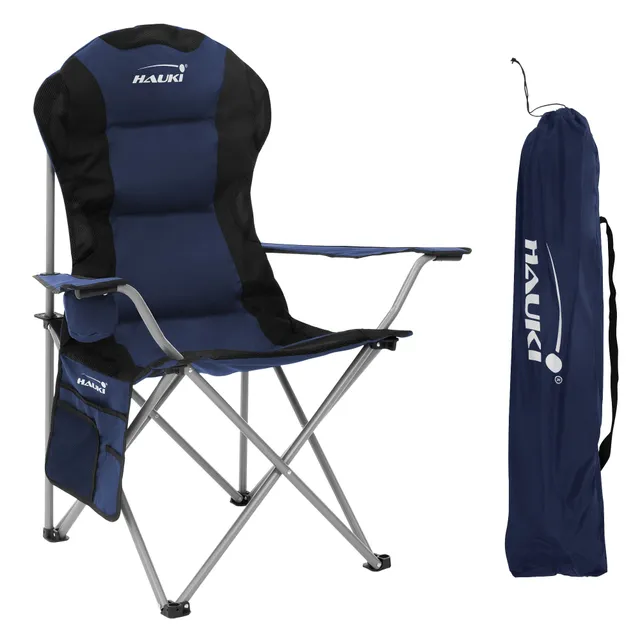 ECD Germany Hauki chaise de camping bleue 1 pièce 150 kg porte-gobelet