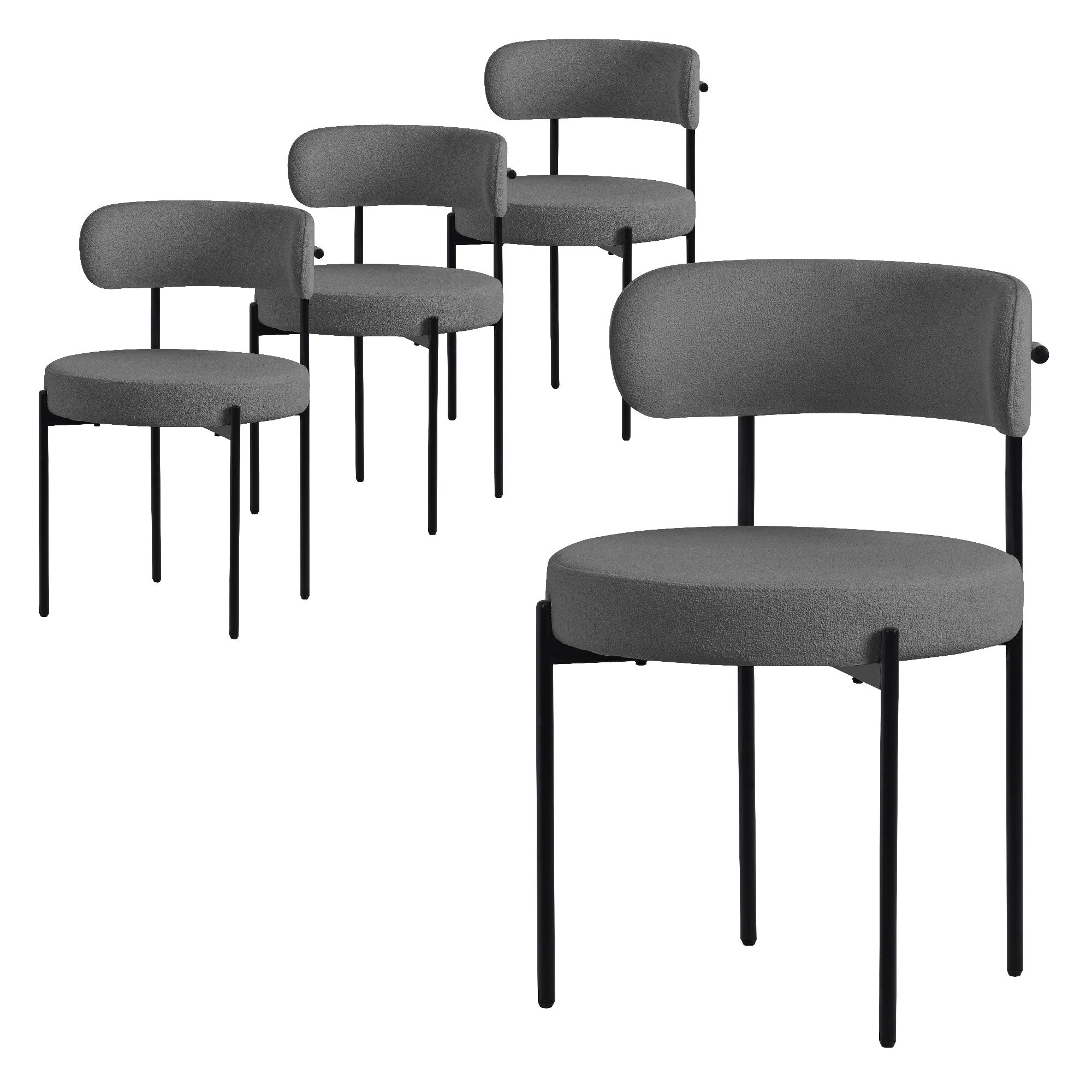 ECD Germany chaise bouclette grise lot 4 dossier rond ML-Design