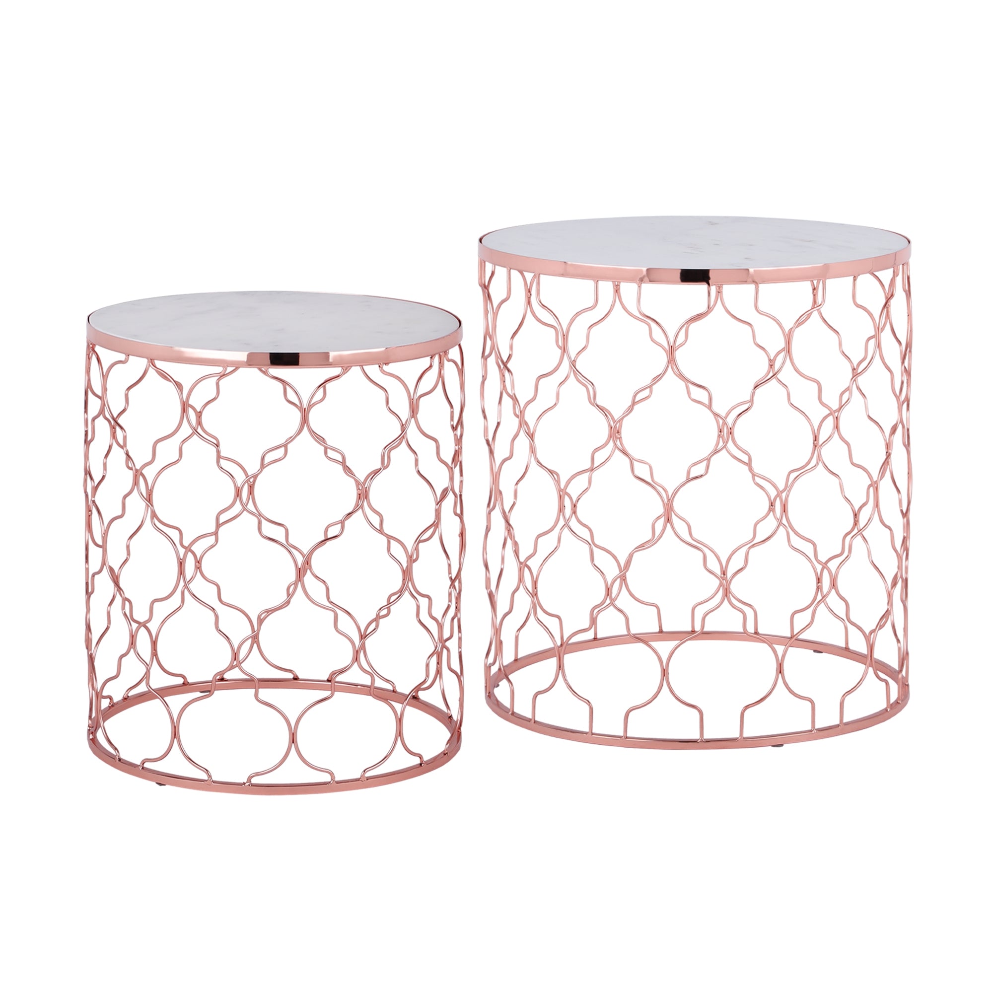 WOMO-Design Phoenix Lot 2 tables d'appoint marbre blanc Ø40/45