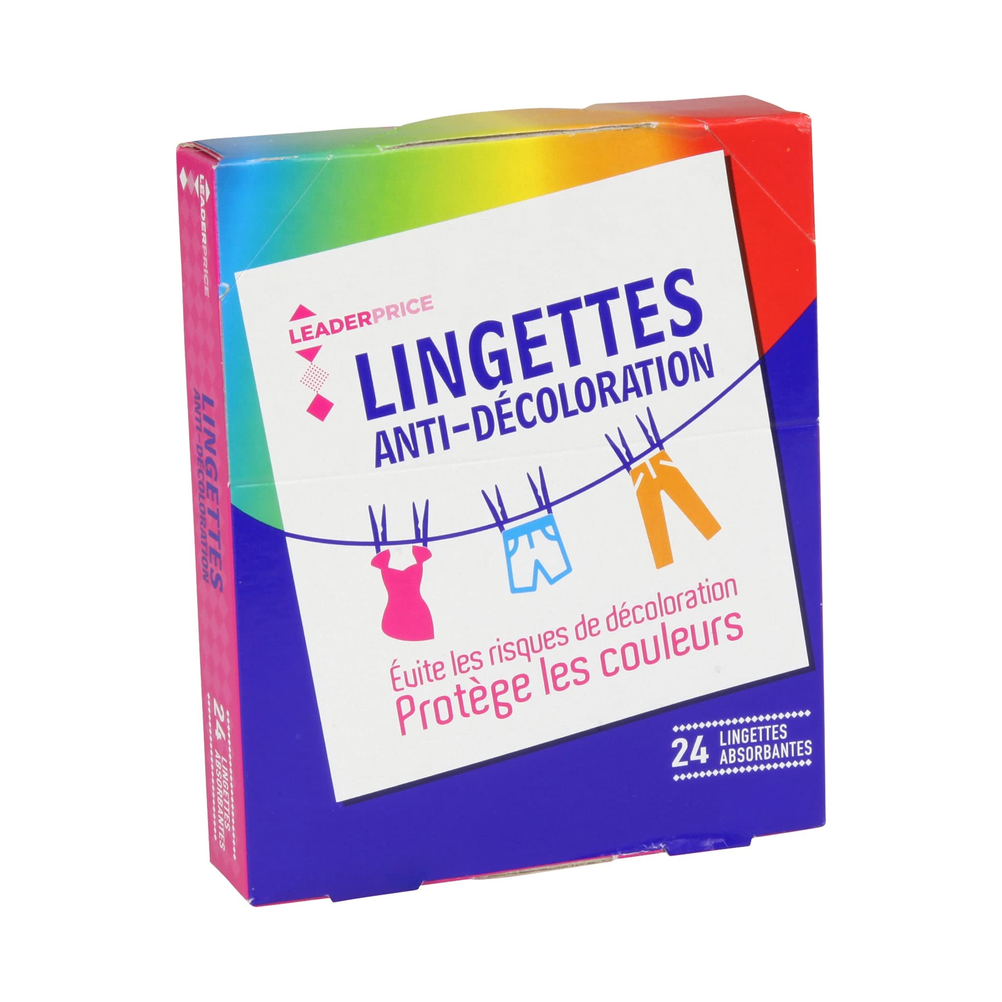 Leader Price lingettes anti-décoloration x24 lot 6 144 pièces