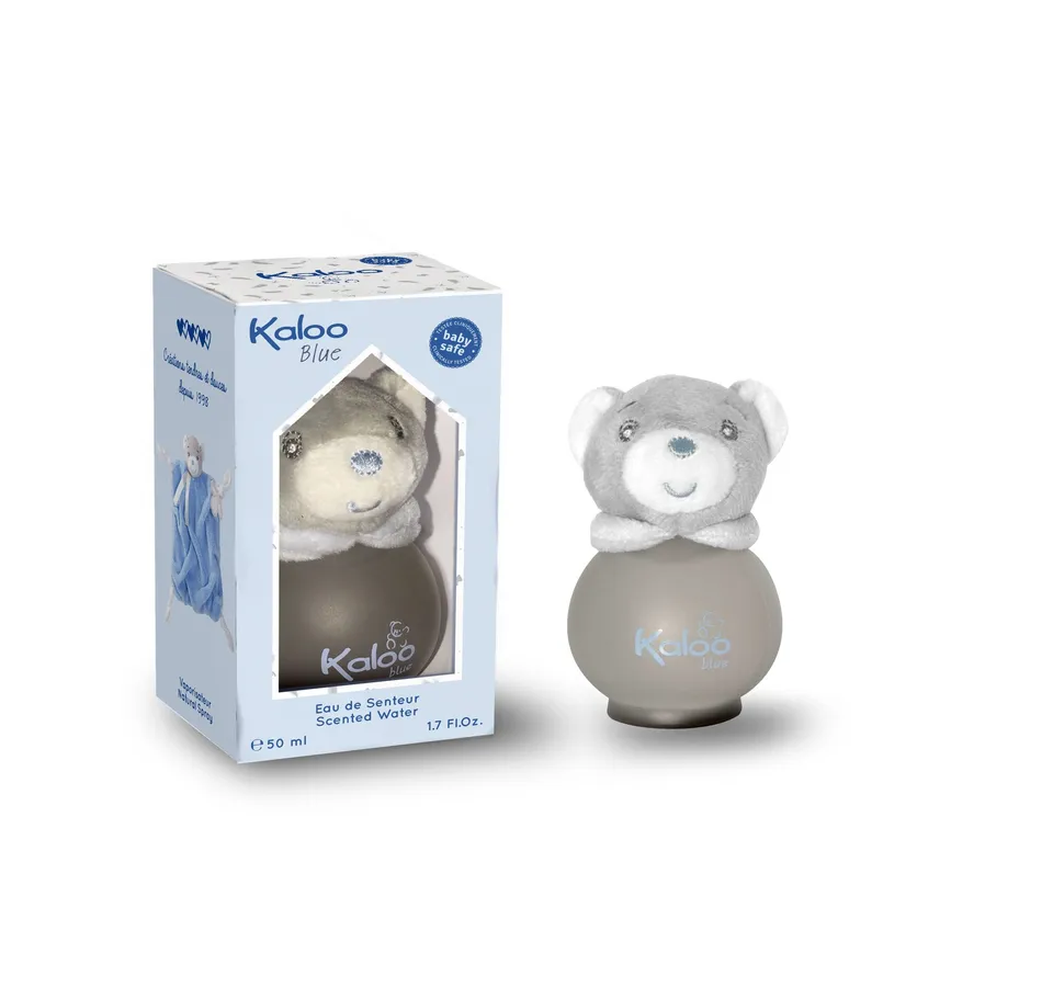 Kaloo Blue eau de senteur bébé bergamote sans alcool ourson