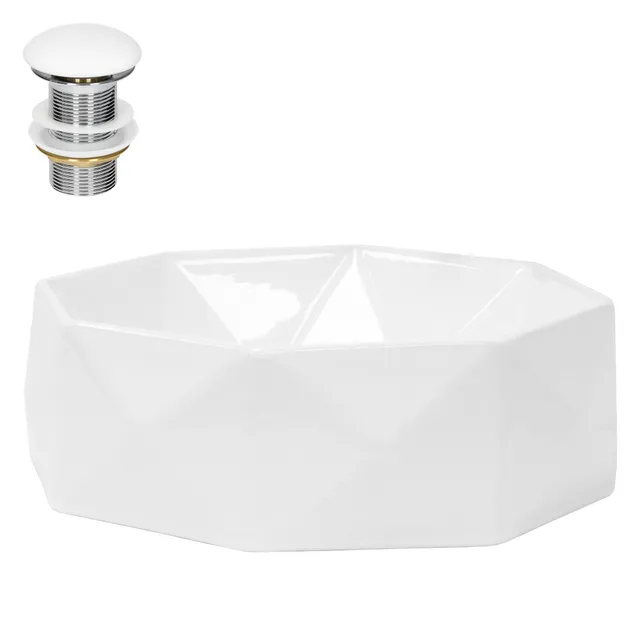 ECD Germany Sanitär vasque ronde blanche céramique Ø42 avec bonde blanch