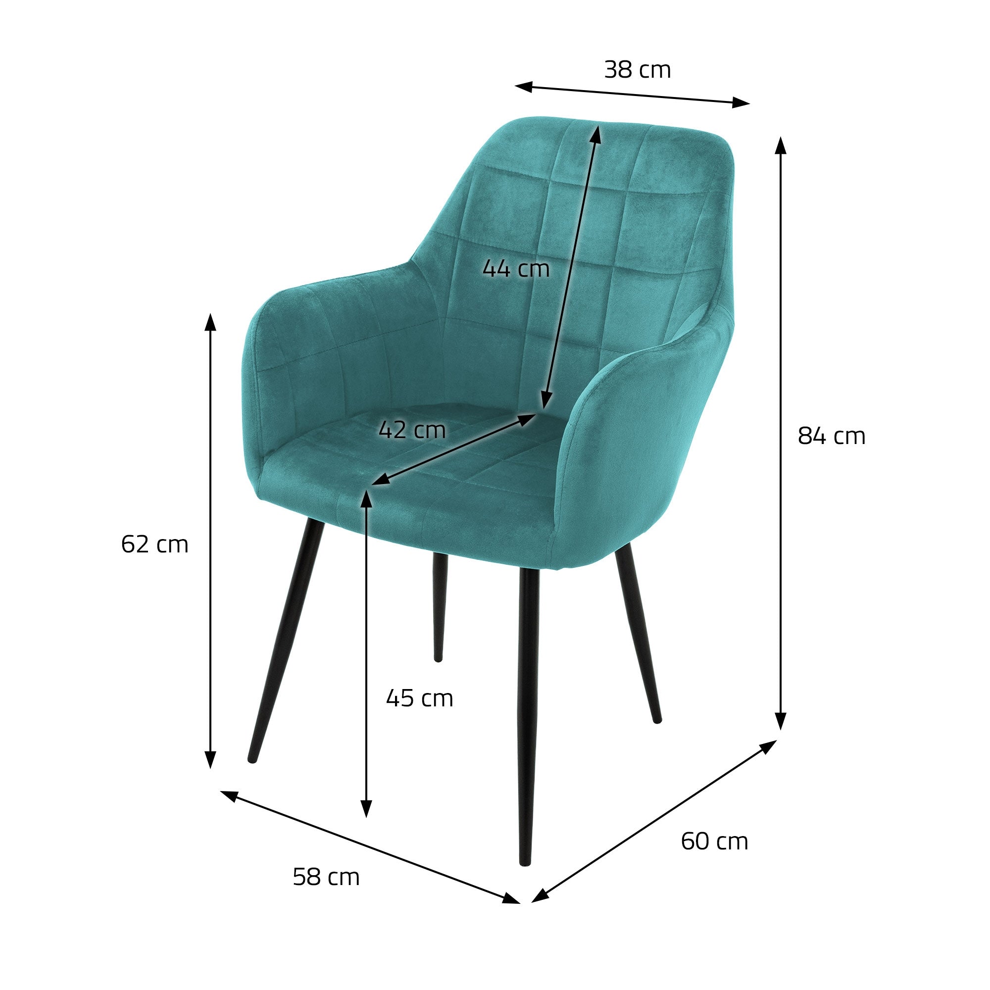 ECD Germany Möbel Lot 6 Chaises Velours Pétrole