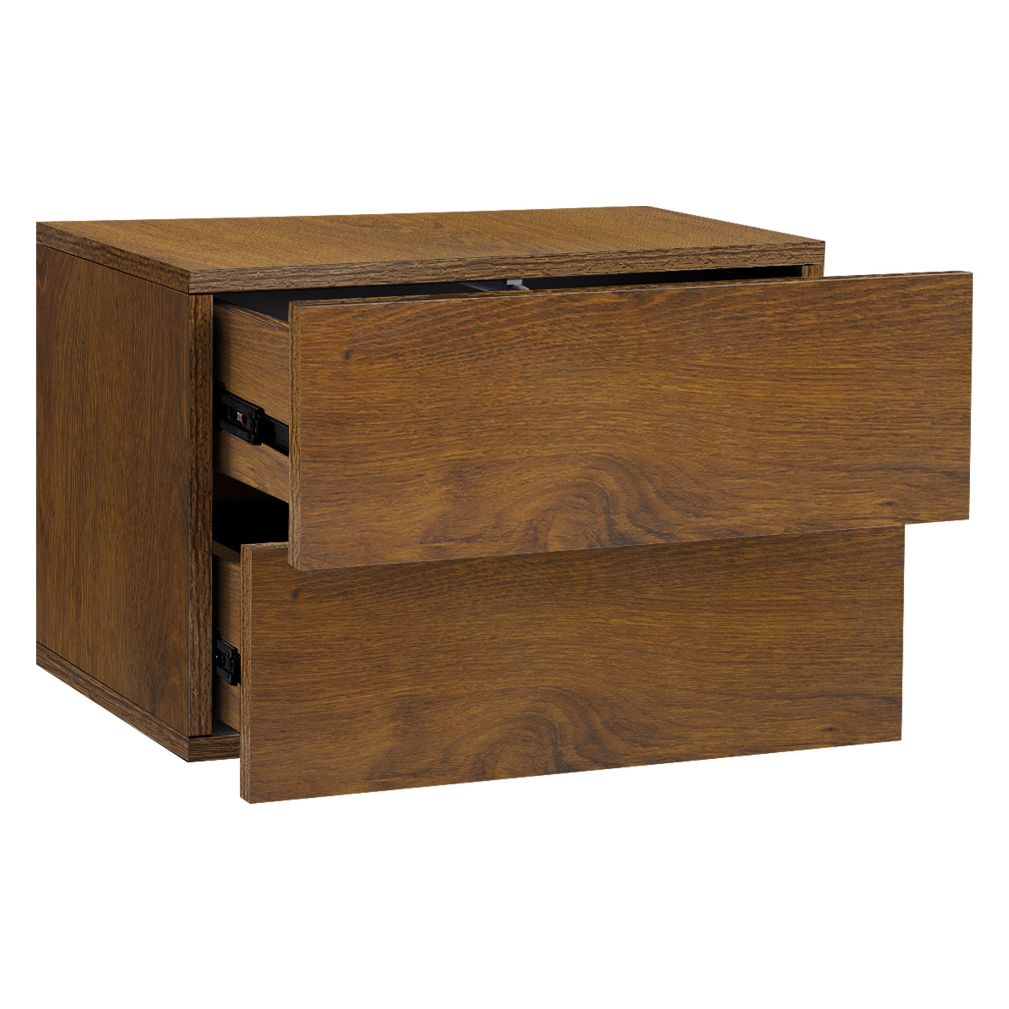 ECD Germany Möbel chevet suspendu 2 tiroirs noyer 42x29x30 cm