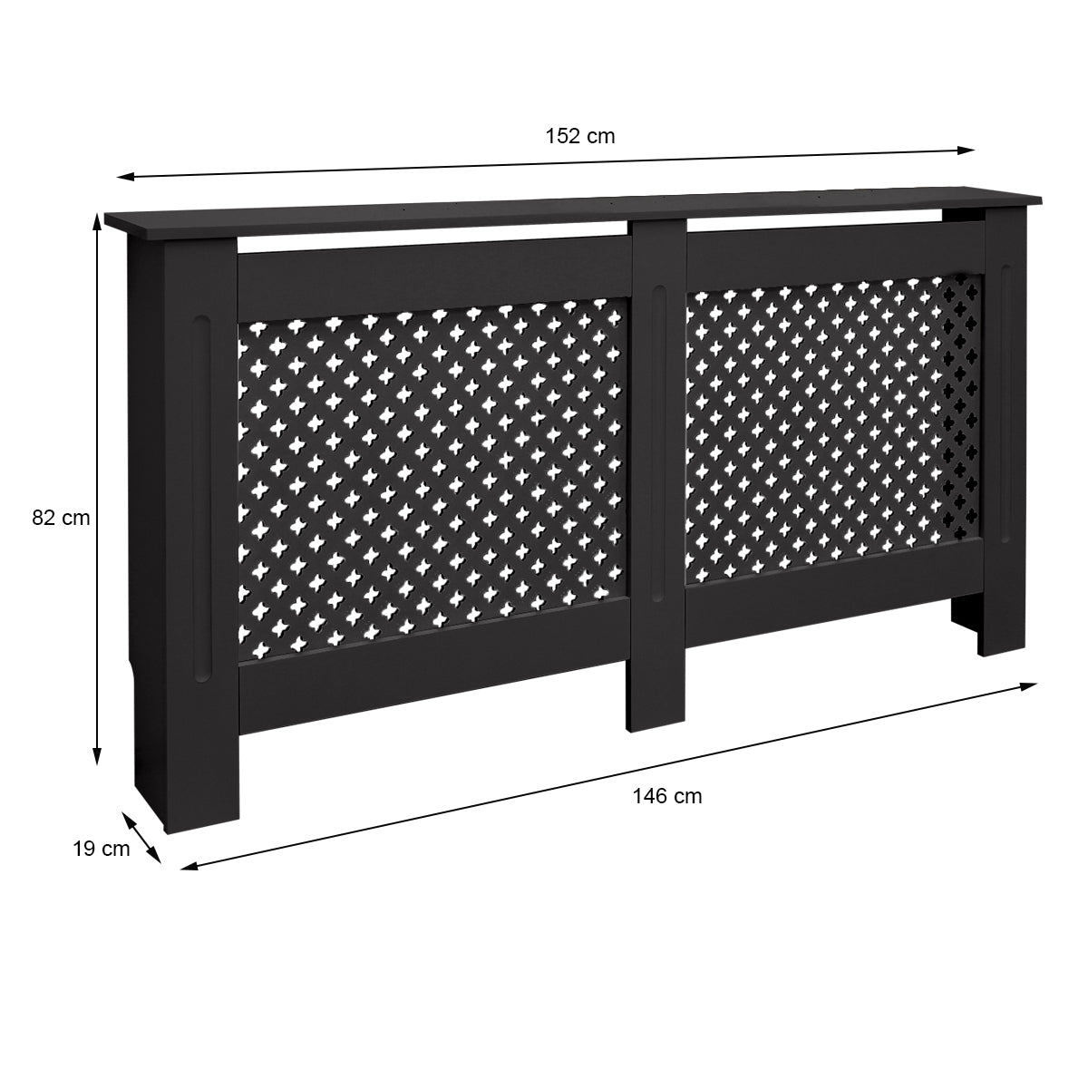 ECD Germany Heizungen cache-radiateur MDF noir 152x19x82 cm