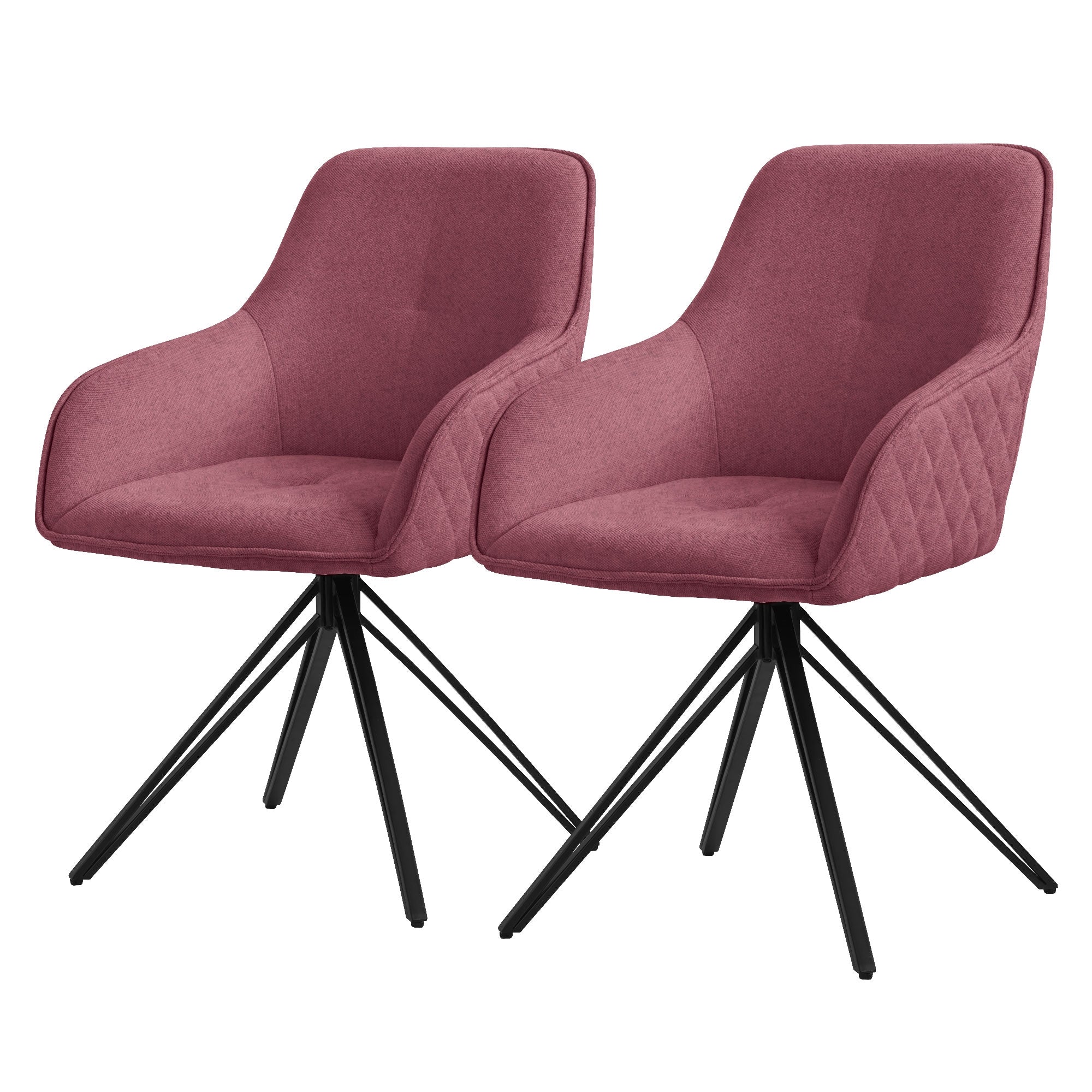 ECD Germany Möbel chaise salle à manger pivotante vieux rose lot de 2