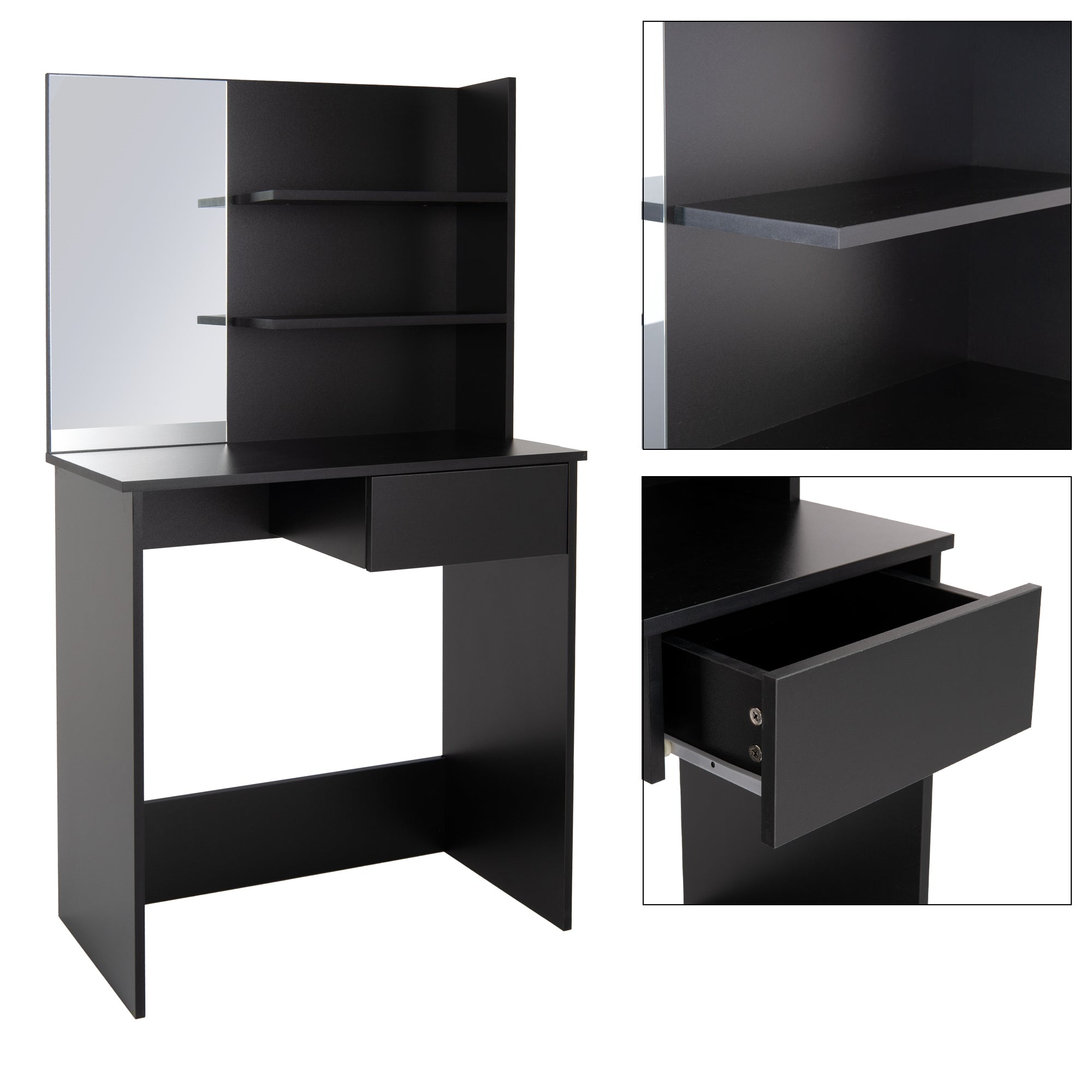 ECD Germany ML-Design coiffeuse noire 75x40x135 miroir