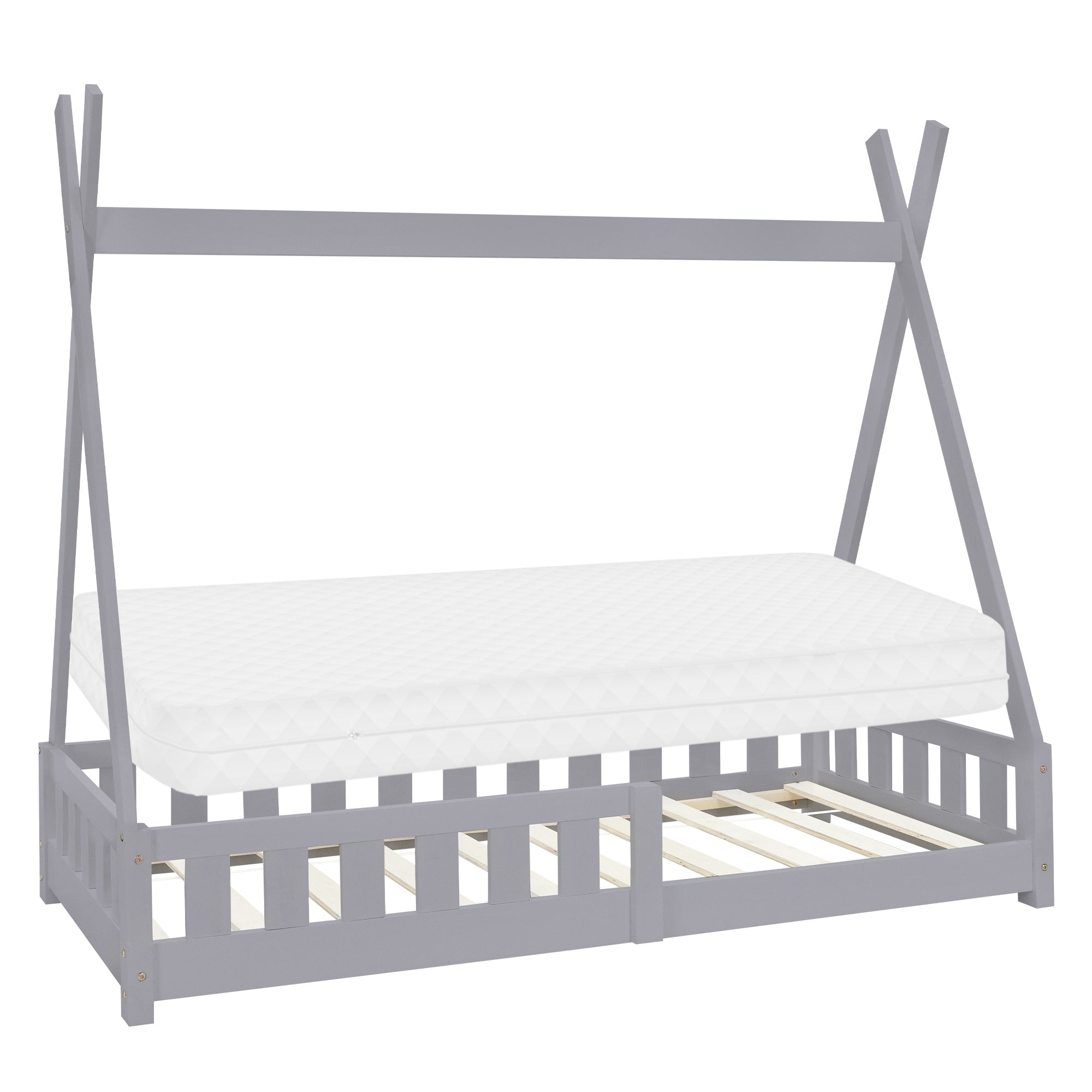 ECD Germany ML-Design lit cabane tipi blanc 90x200 sommier