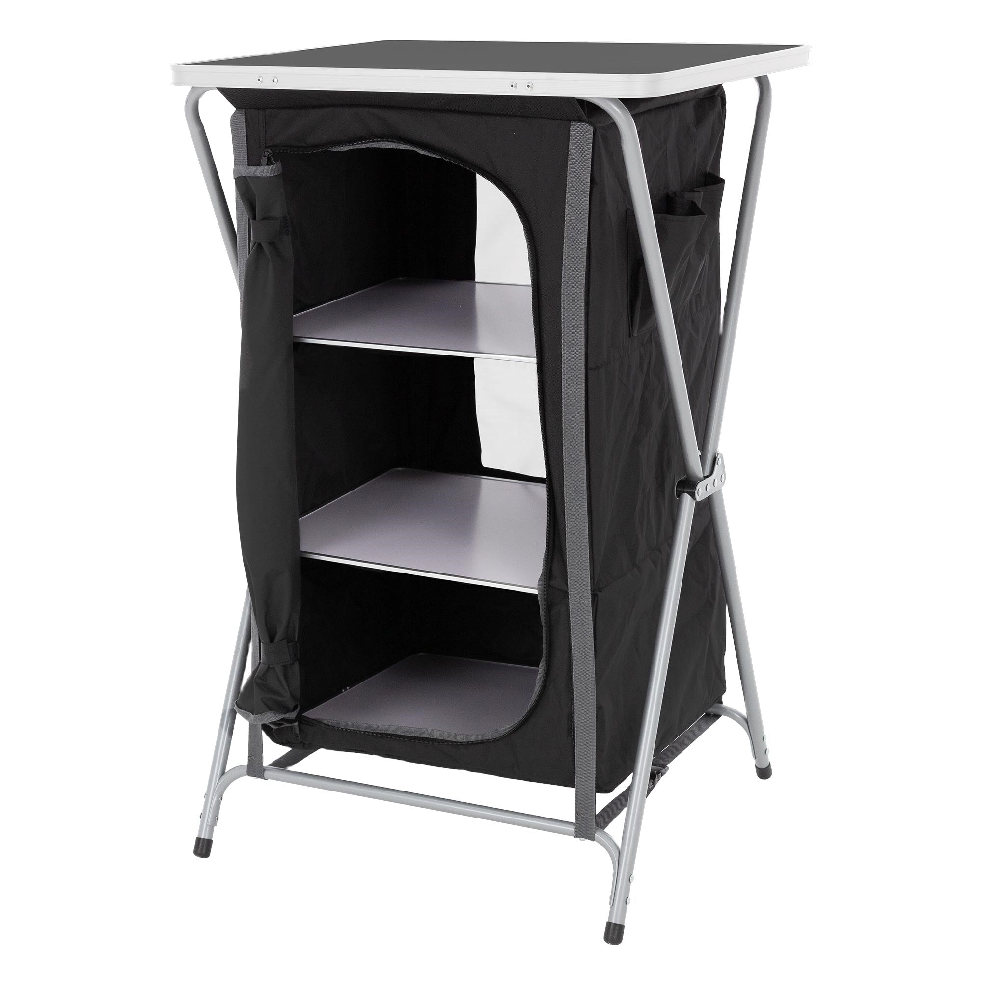 ECD Germany Sport Armoire camping pliante Gris/Bois 60x64x45 cm
