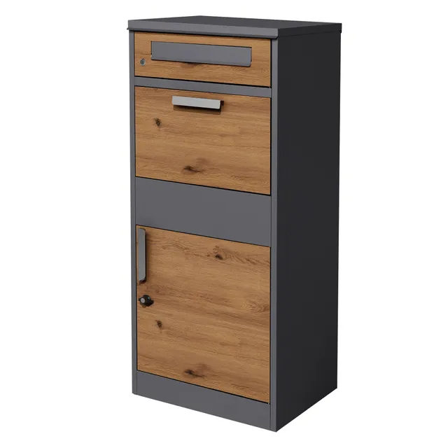 ECD Germany boîte aux lettres colis anthracite chêne 50x112x37