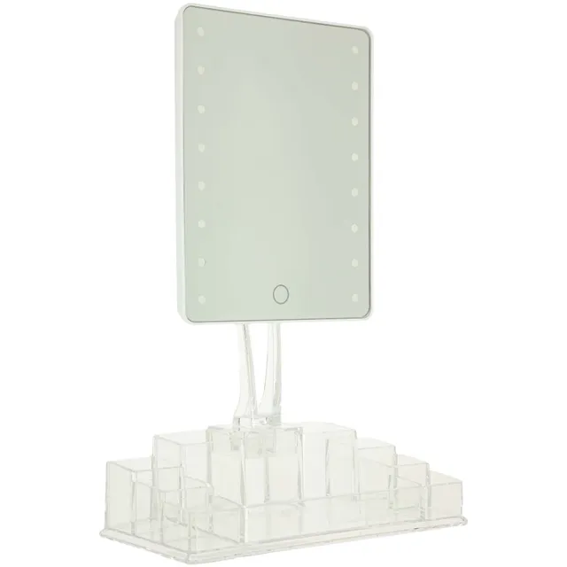 Stokomani miroir LED maquillage acrylique 37 cm rangement