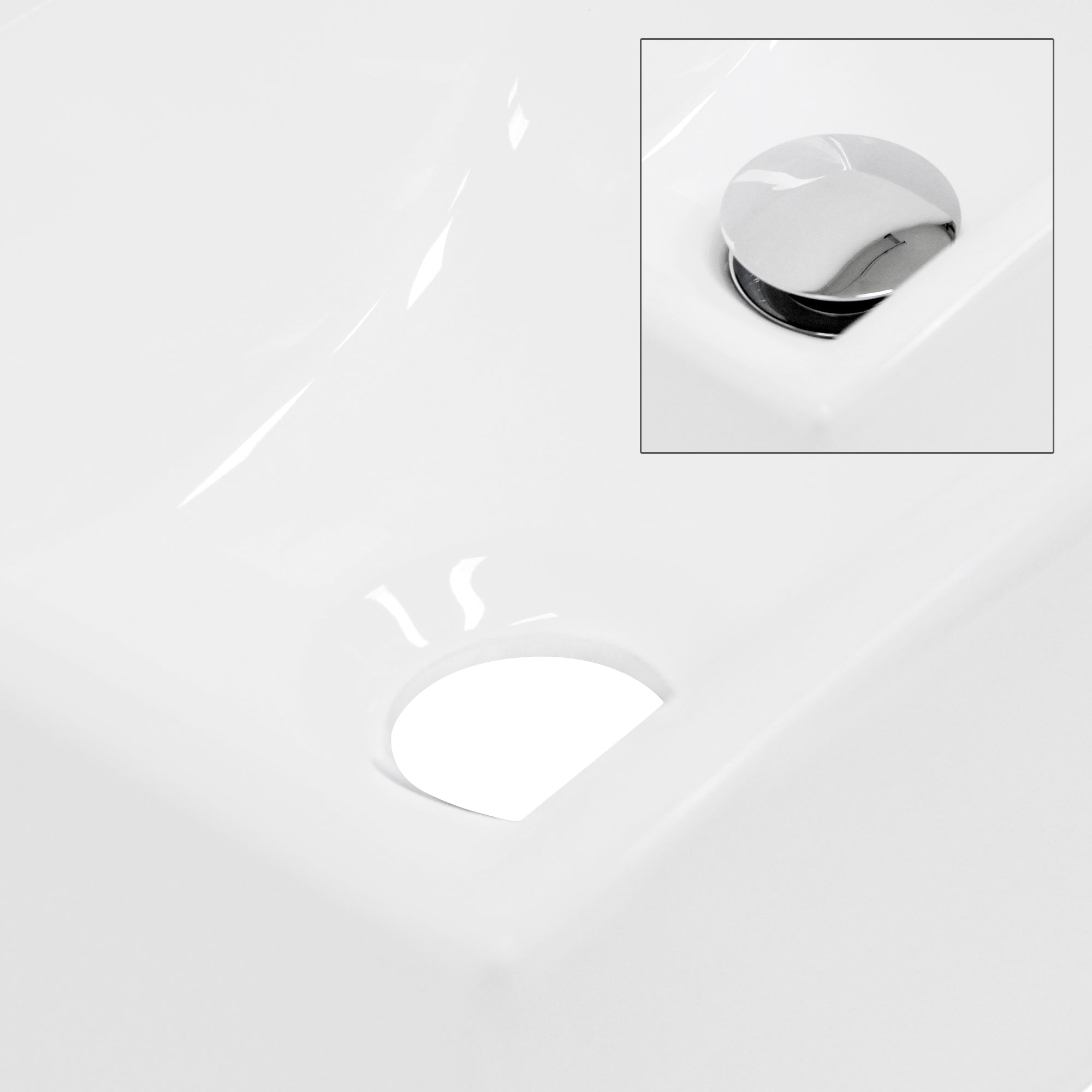 LuxeBath lave-mains 35 cm blanc céramique bonde argentée