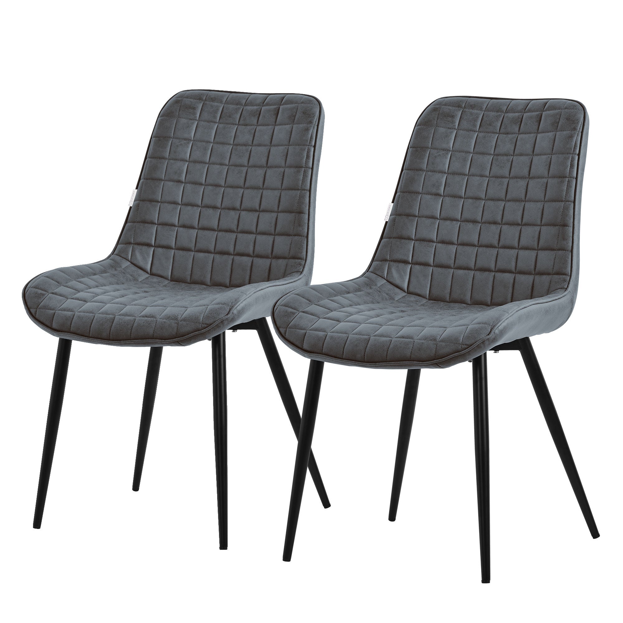 ECD Germany Chaise Salle à Manger Velours Anthracite 2pcs