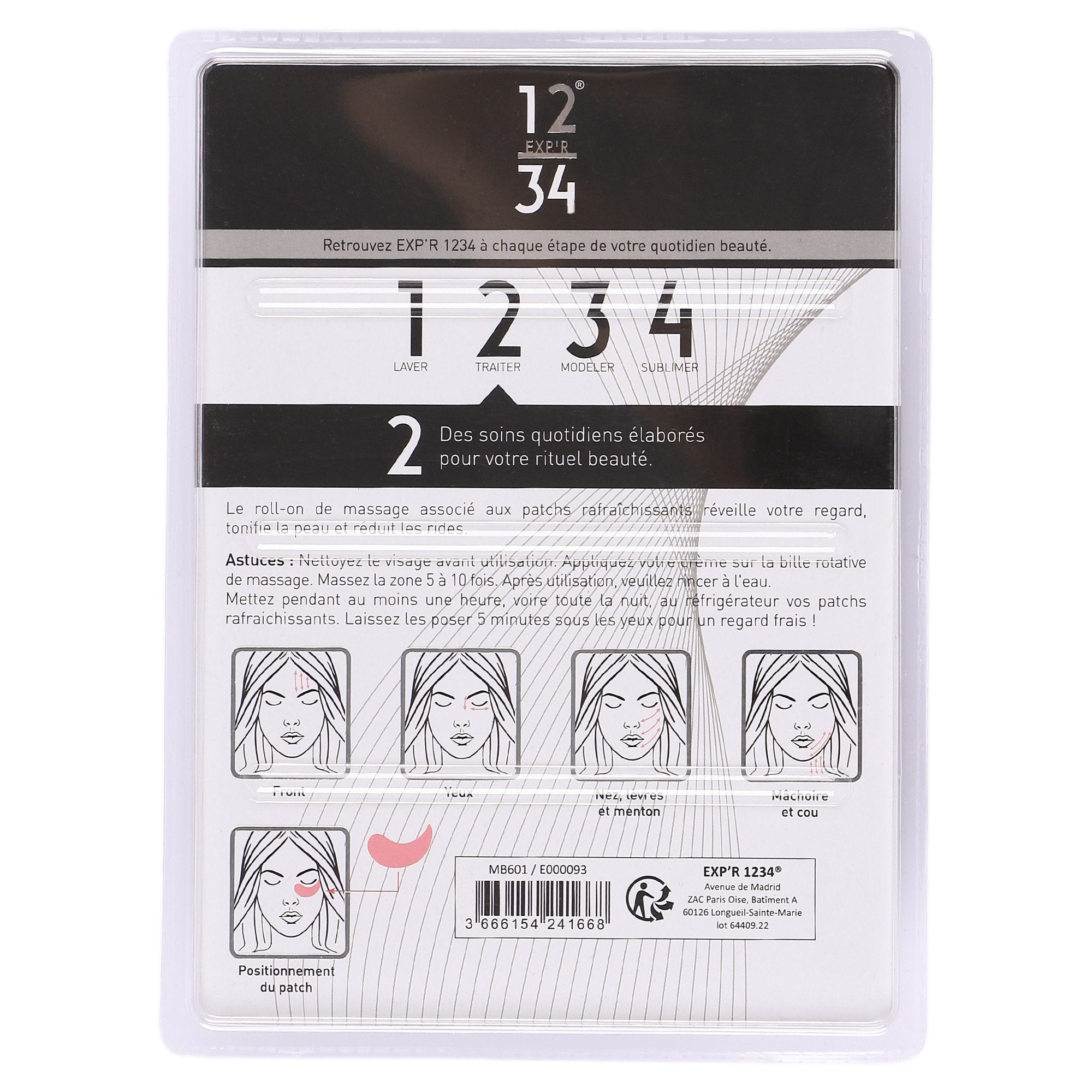 Set massage yeux rouleau + 2 patchs regard frais