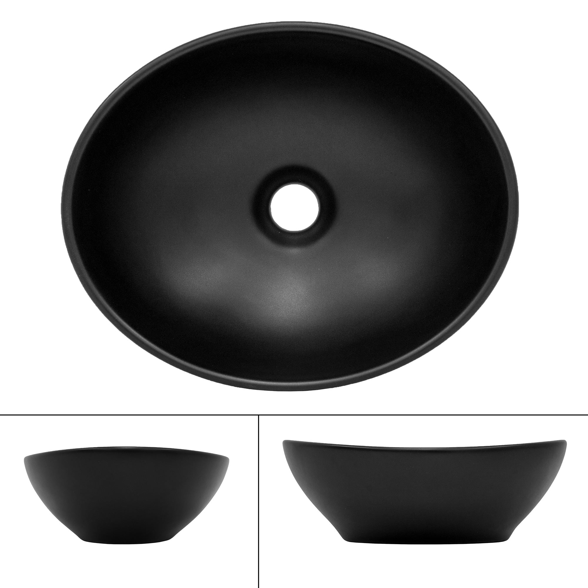 ECD Germany Sanitär Vasque ovale céramique noire 41 cm