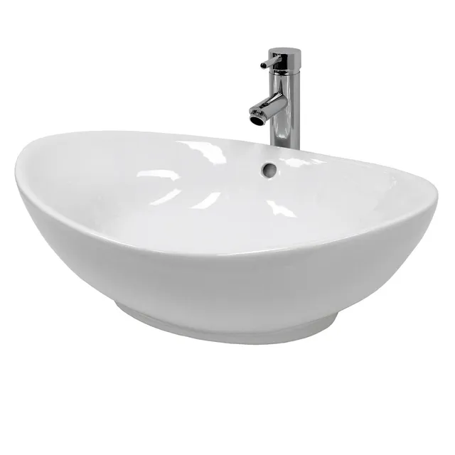 ECD Germany Sanitär Vasque 59x39 cm lavabo blanc avec bonde