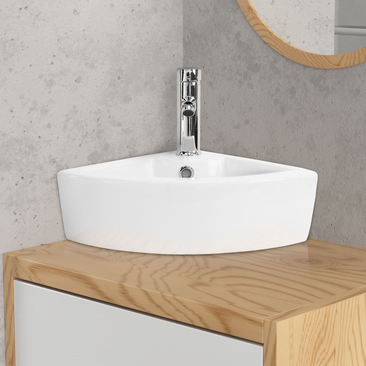 ECD Germany LuxeBath 46x33x13 cm lavabo blanc céramique avec bonde
