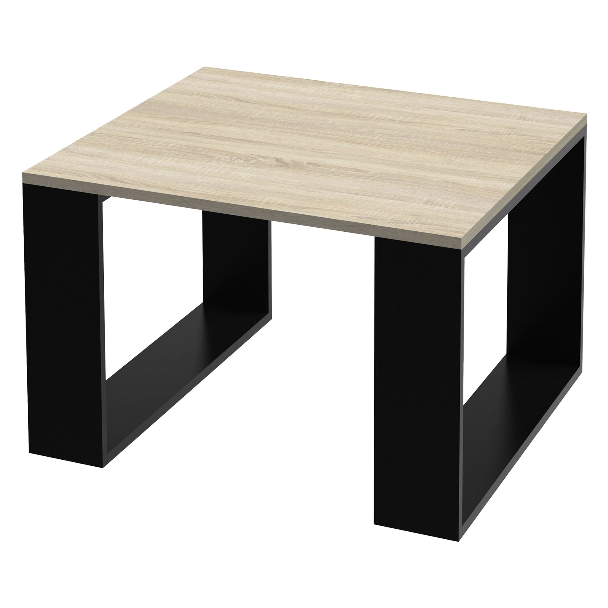 ML-Design table basse carrée noir chêne 65x65x40 cm
