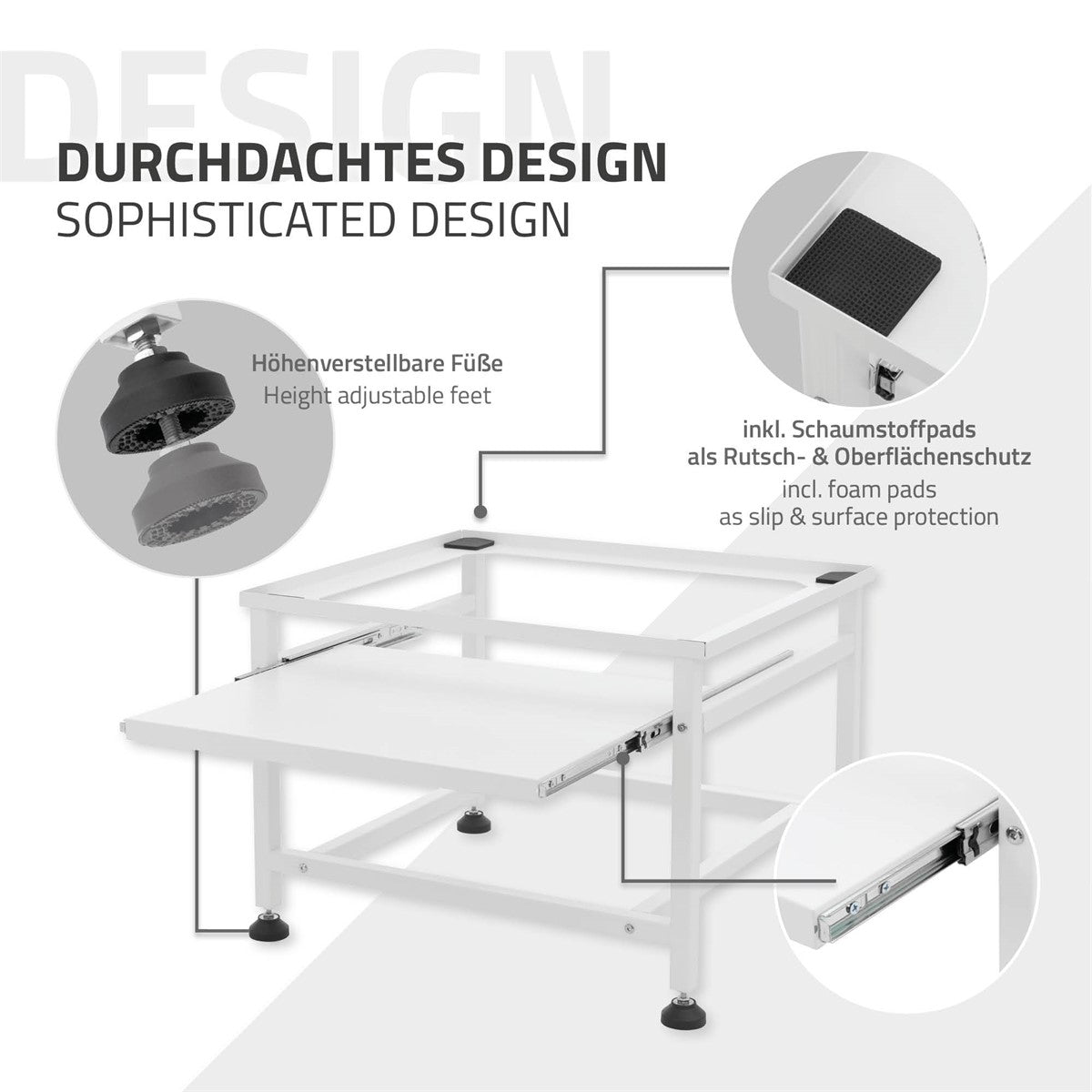 ML-Design Rehausseur Lave-Linge Acier Tablette 62,5cm Noir