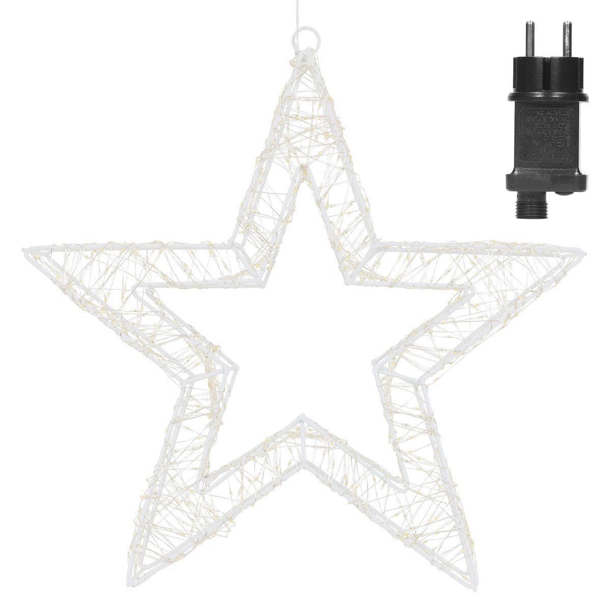 ECD Germany Étoile de Noël LED blanc chaud métal IP44 timer