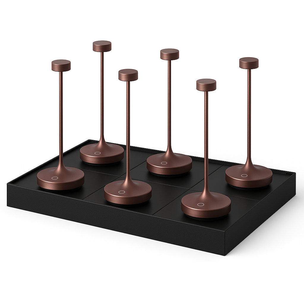 Red Deco Ruby Copper lot 6 lampe sans fil LED cuivre H25cm