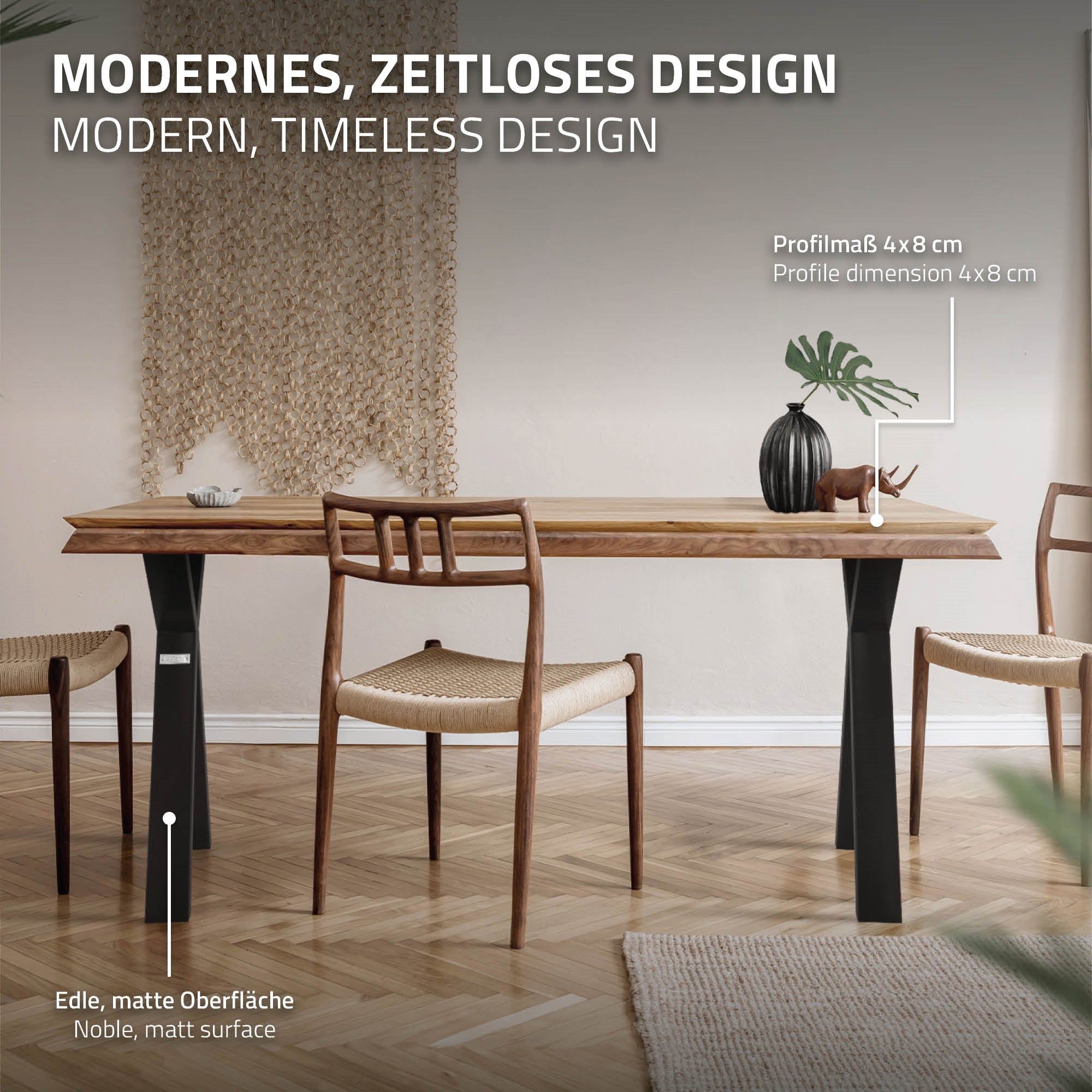 ECD Germany Möbel Pied table métal X 50x72 cm noir lot 2 acier