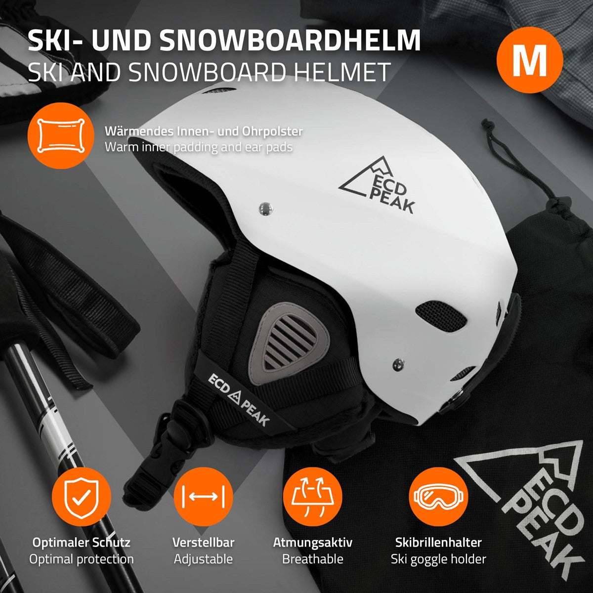 ECD Germany Sport casque ski blanc M 55-58 cm ventilation