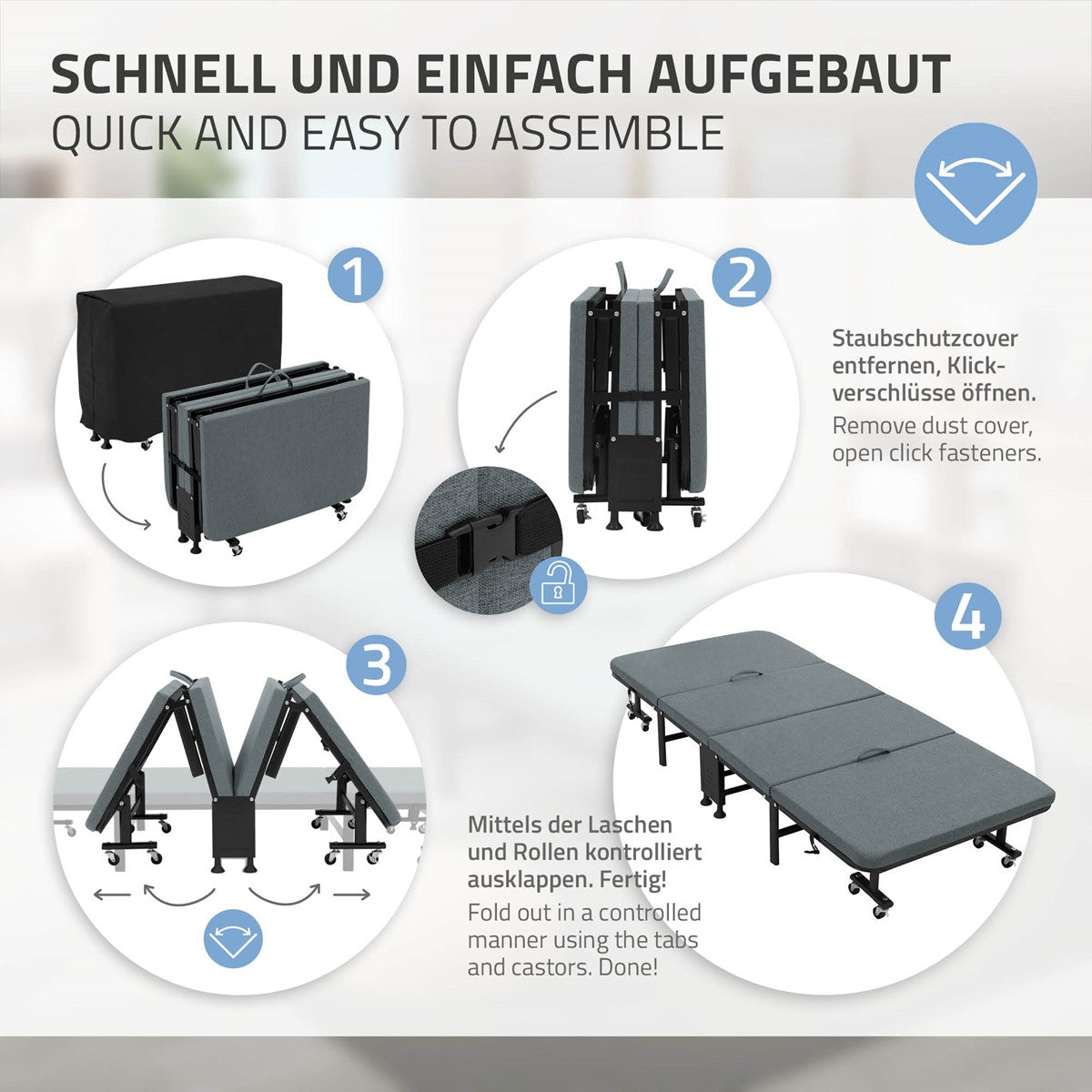 ECD Germany Kinder lit appoint pliant 80x190 matelas