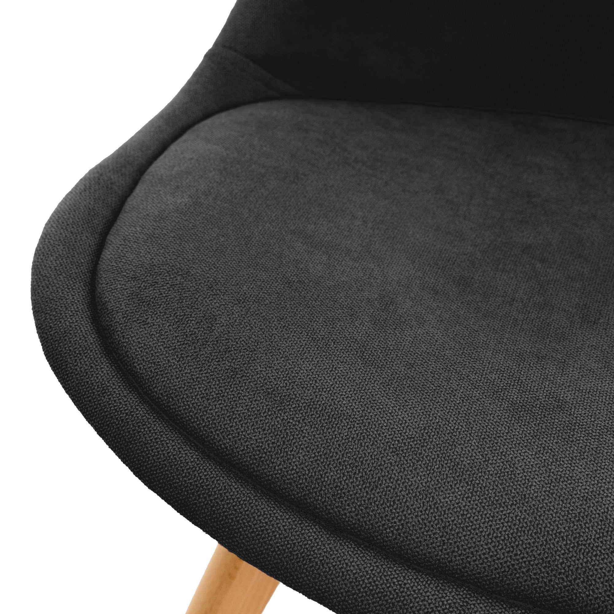 ECD Germany ML-Design lot 4 chaise salle à manger noir lin pieds bois