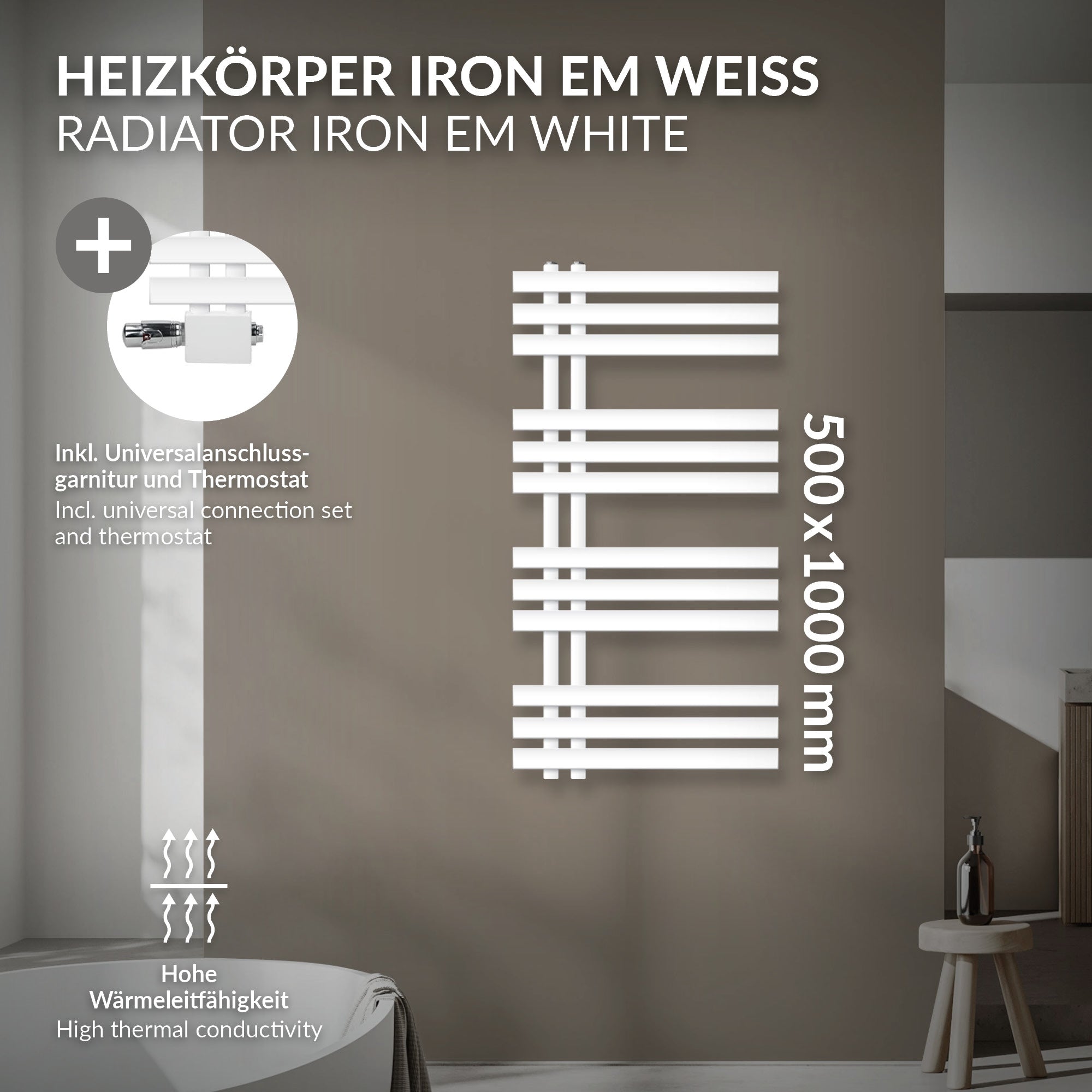 ECD Germany Heizungen Sèche-Serviettes 500x1000 mm Blanc
