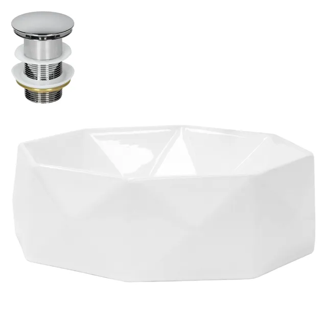 LuxeBath vasque ronde 42 cm blanc céramique avec bonde