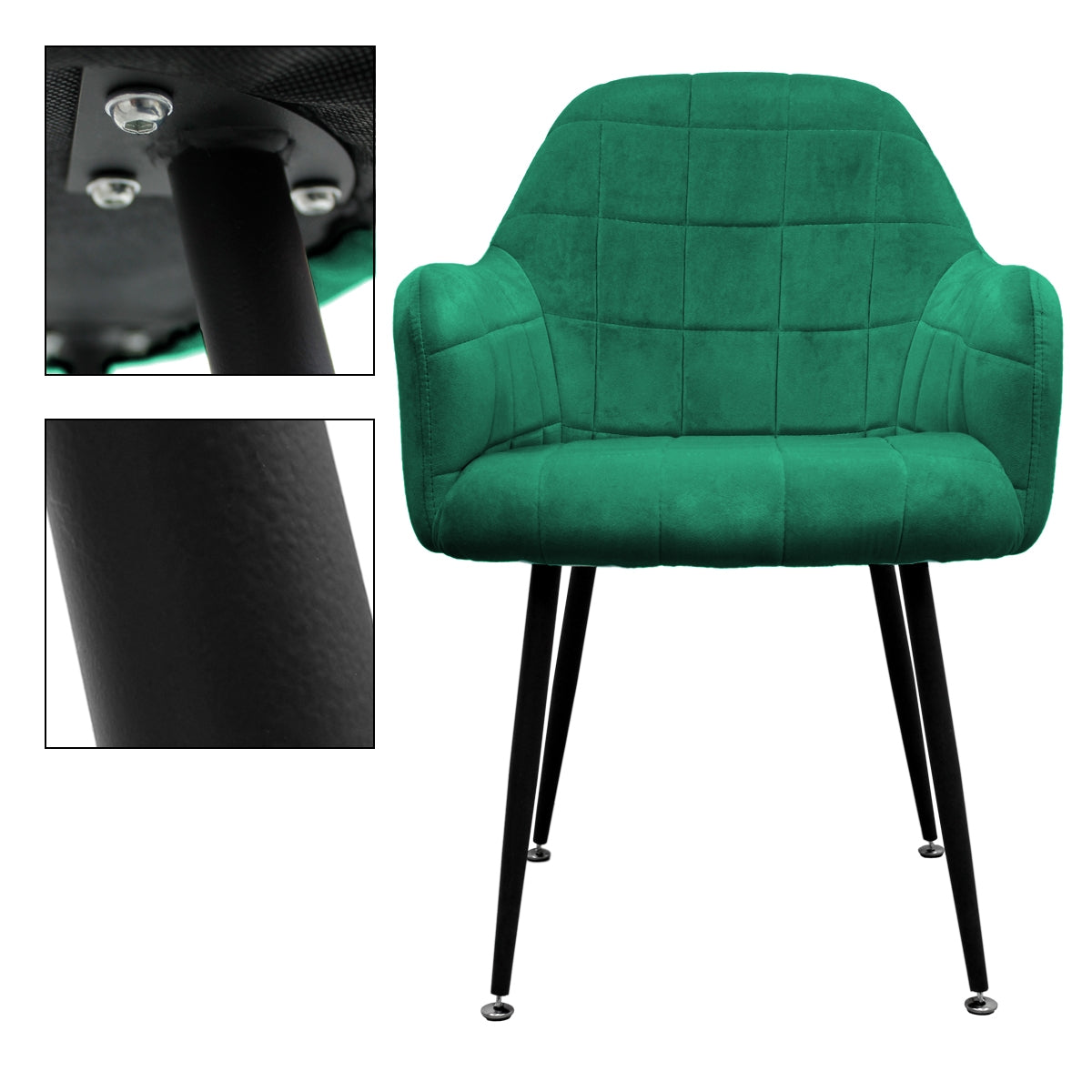 ECD Germany Möbel chaise salle à manger vert foncé lot de 2 velours