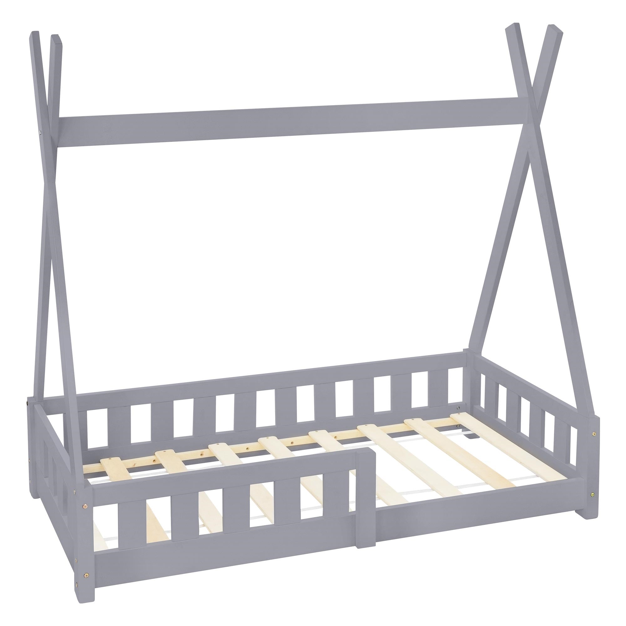 ECD Germany ML-Design lit cabane tipi blanc 90x200 sommier
