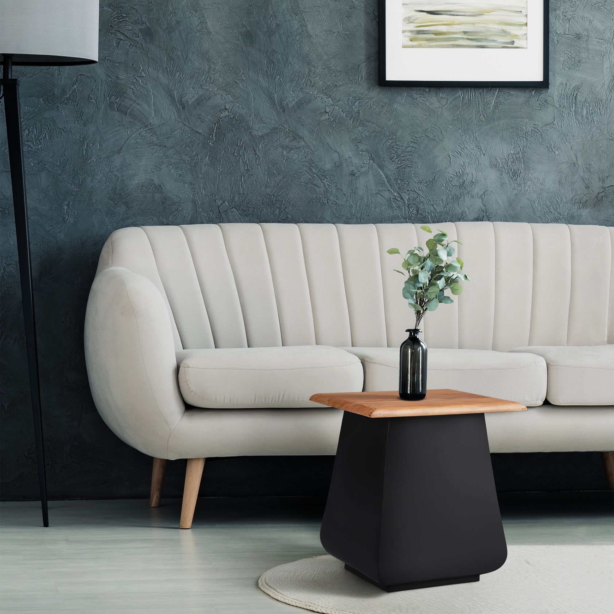 WOMO-Design bout de canapé 30x30x45 cm acacia naturel noir
